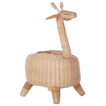 Beliani - Aufbewahrungskorb Natur aus Rattan Giraffe Form 70 cm Boho Stil Geflochten Spielzeugkorb für Kinderzimmer - Heller Holzfarbton
