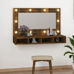 Maison du'monde  Spiegelkast Met Led-verlichting 90x31,5x62 Cm Gerookt Eiken