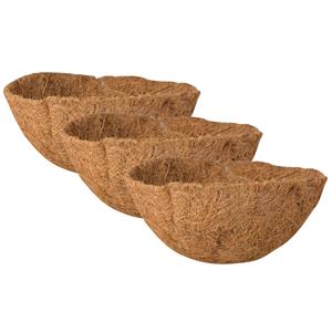 Esschert Design 3x stuks voorgevormde inlegvellen kokos voor hanging basket 25 cm - kokosinleggers -