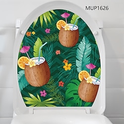 Light in the box zomerstrand kokospalm en bloem toiletsticker - verwijderbare badkamersticker voor toiletbrillen - woondecoratie muursticker voor badkamers
