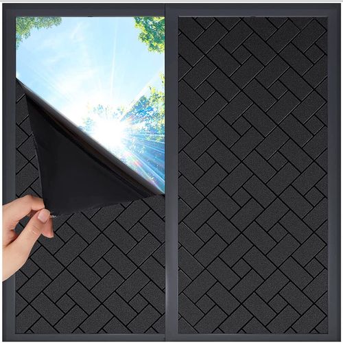 Homewell Verduisteringsdoek 90x200cm - Raamfolie Verduisterend - Isolerend - Statisch – Blokken/zwart