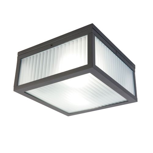 QAZQA Smart Buiten Plafondlamp Zwart Met Ribbel Glas Incl. Wifi A60 - Charlois