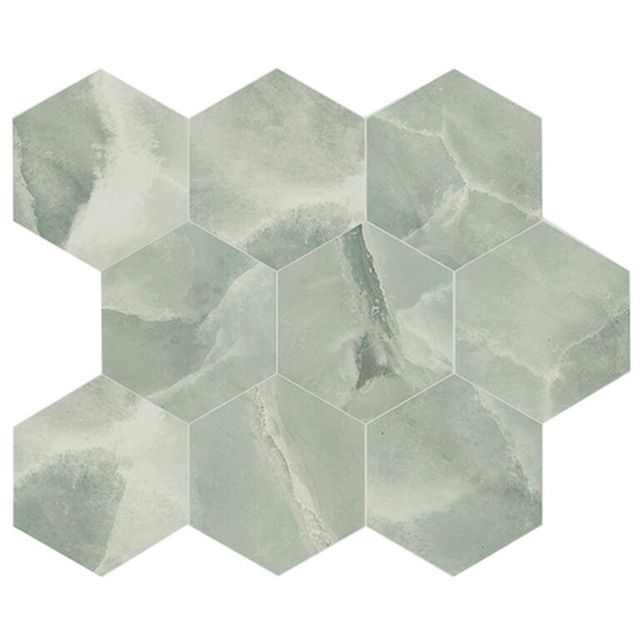 EnergieKer Onyx ek wand- en vloertegel - 26x30cm - Natuursteen look - hexagon - Jade pulido gepolijst (groen) SW07314177-7