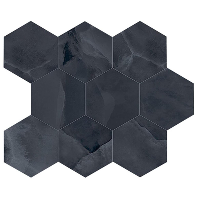 EnergieKer Onyx ek wand- en vloertegel - 26x30cm - Natuursteen look - hexagon - Black pulido gepolijst (zwart) SW07314176-7