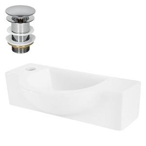 Waschbecken inkl. Ablaufgarnitur ohne Überlauf 44,5x25,5x12 cm Weiß aus Keramik ML-Design
