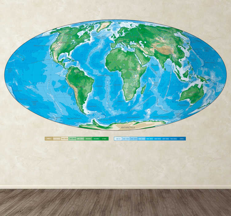 Tenstickers Sticker wereldkaart ovaal