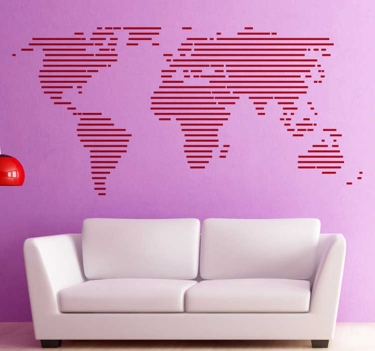 Tenstickers Sticker wereldkaart lijnen