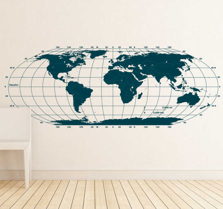 Tenstickers Sticker coördinaten wereldkaart