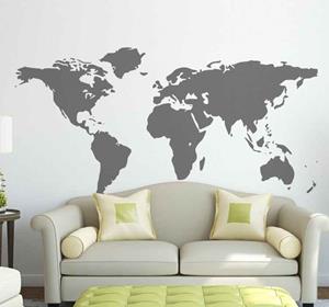 Tenstickers Muursticker wereld map
