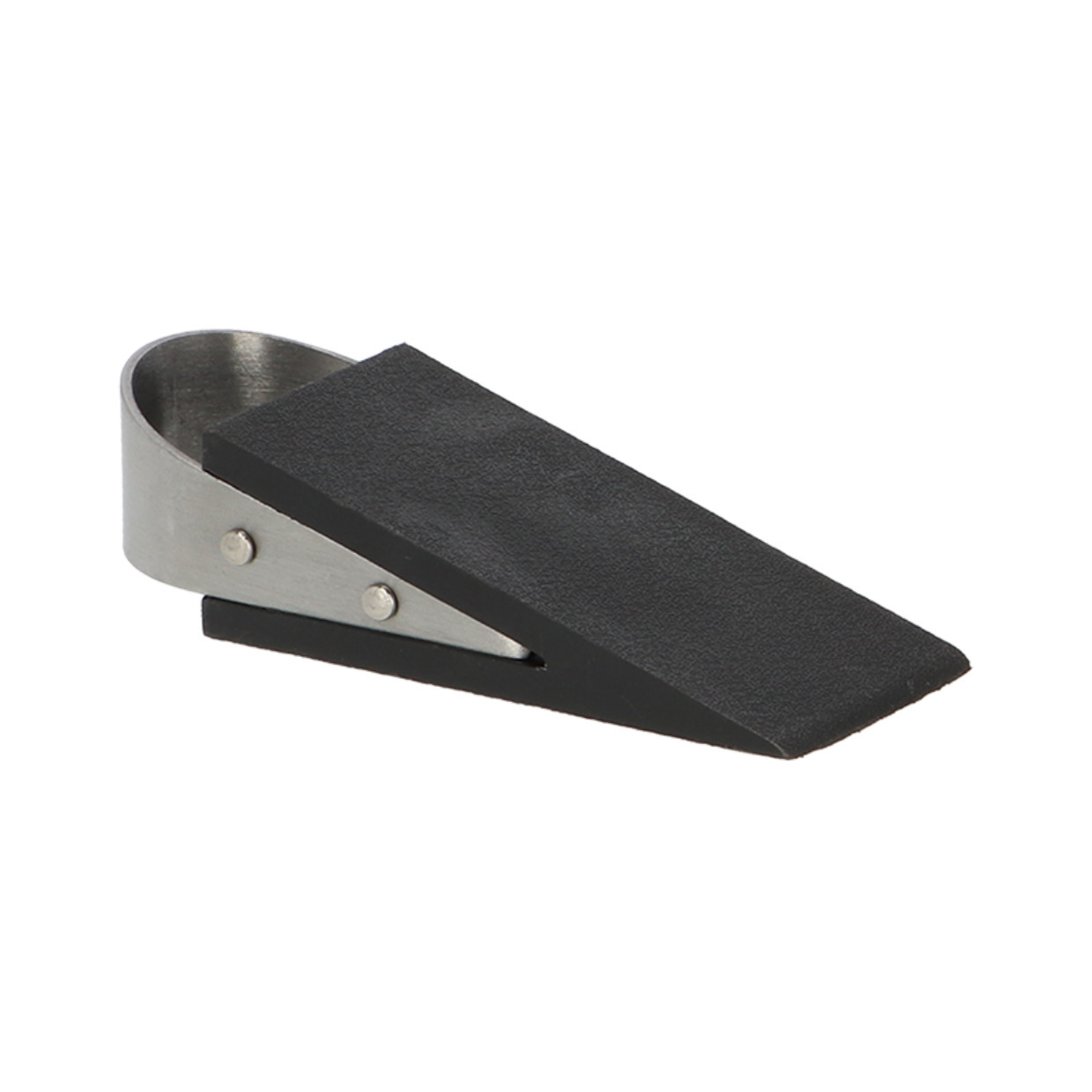 Esschert Design Esschert deurstopper/deurwig - rvs/rubber - zwart -Â anti-slip -Â 12 x 5 x 3 cm -