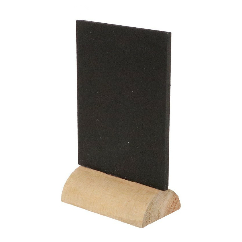 Chaks Mini krijtbordjes/schrijfbordjes - op houten voet - zwart - 8 cm -