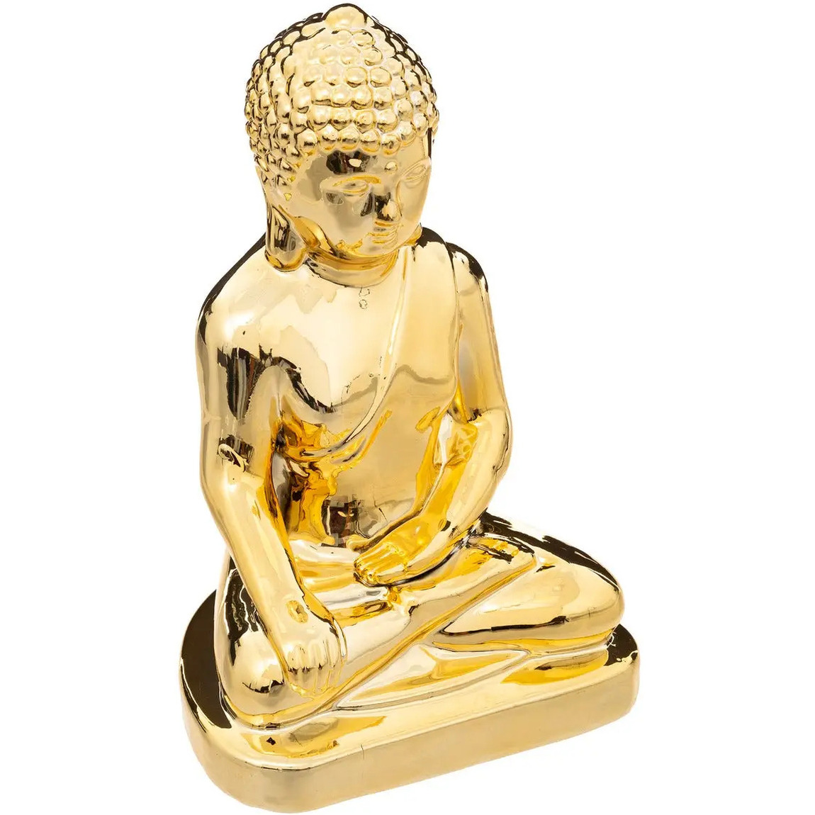 Atmosphera Home deco Boeddha beeld - goud kleurig - 16 x 25 cm - voor binnen -