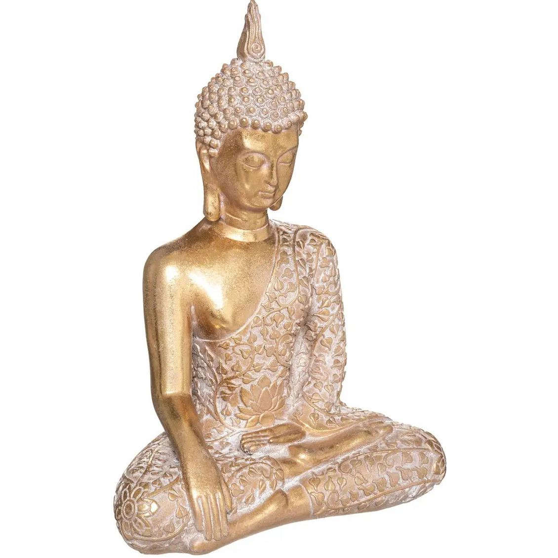 Atmosphera Home deco Boeddha beeld - goud kleurig - 20 x 32 cm - voor binnen -