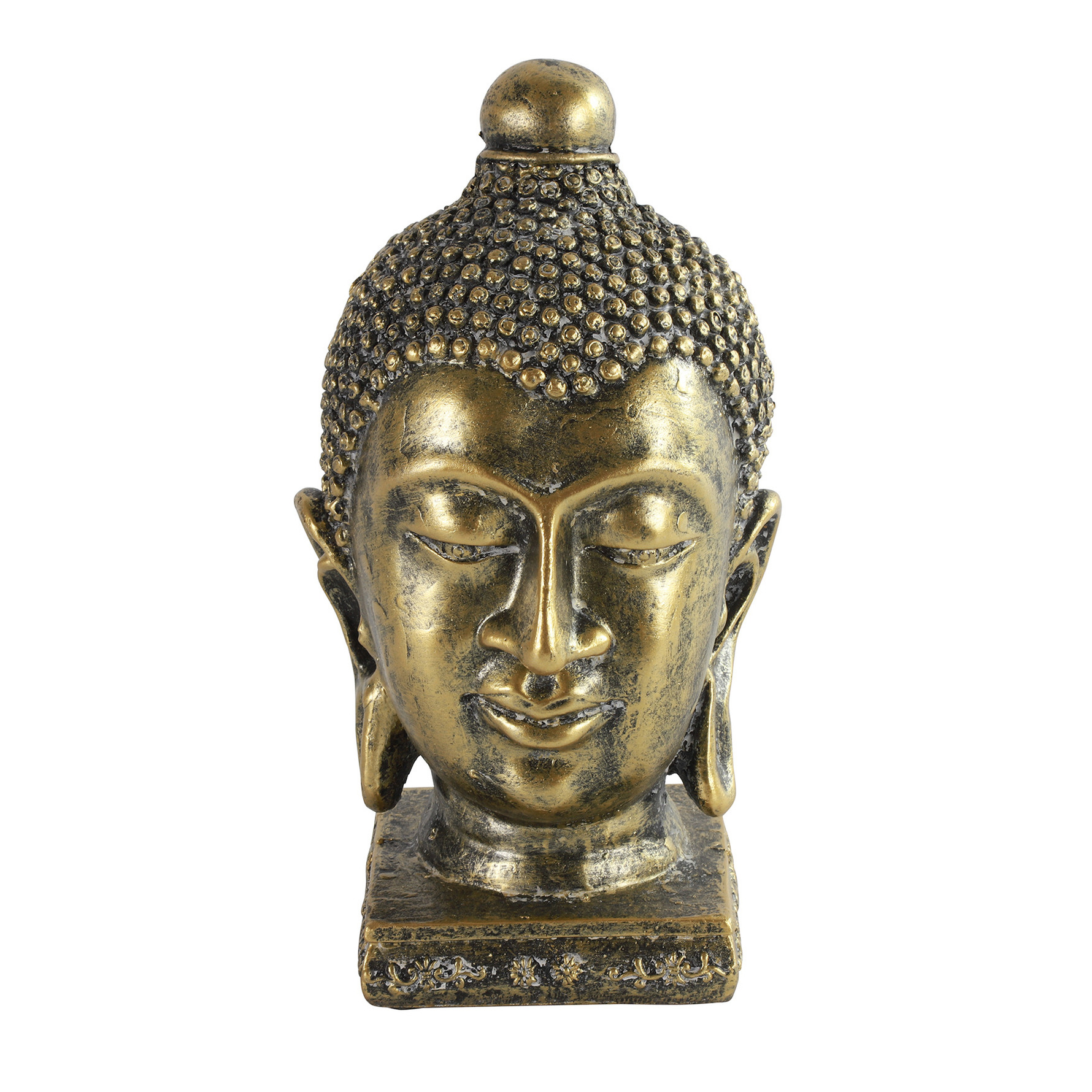 Countryfield Home deco Boeddha hoofd beeld - goud kleurig - 13 x 23.5 cm - voor binnen -