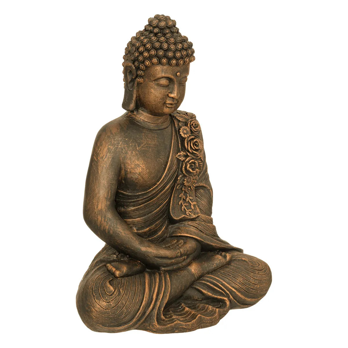 Atmosphera Boeddha beeld Chill - binnen/buiten - kunststeen - antiek brons - x 25 x 55 cm -