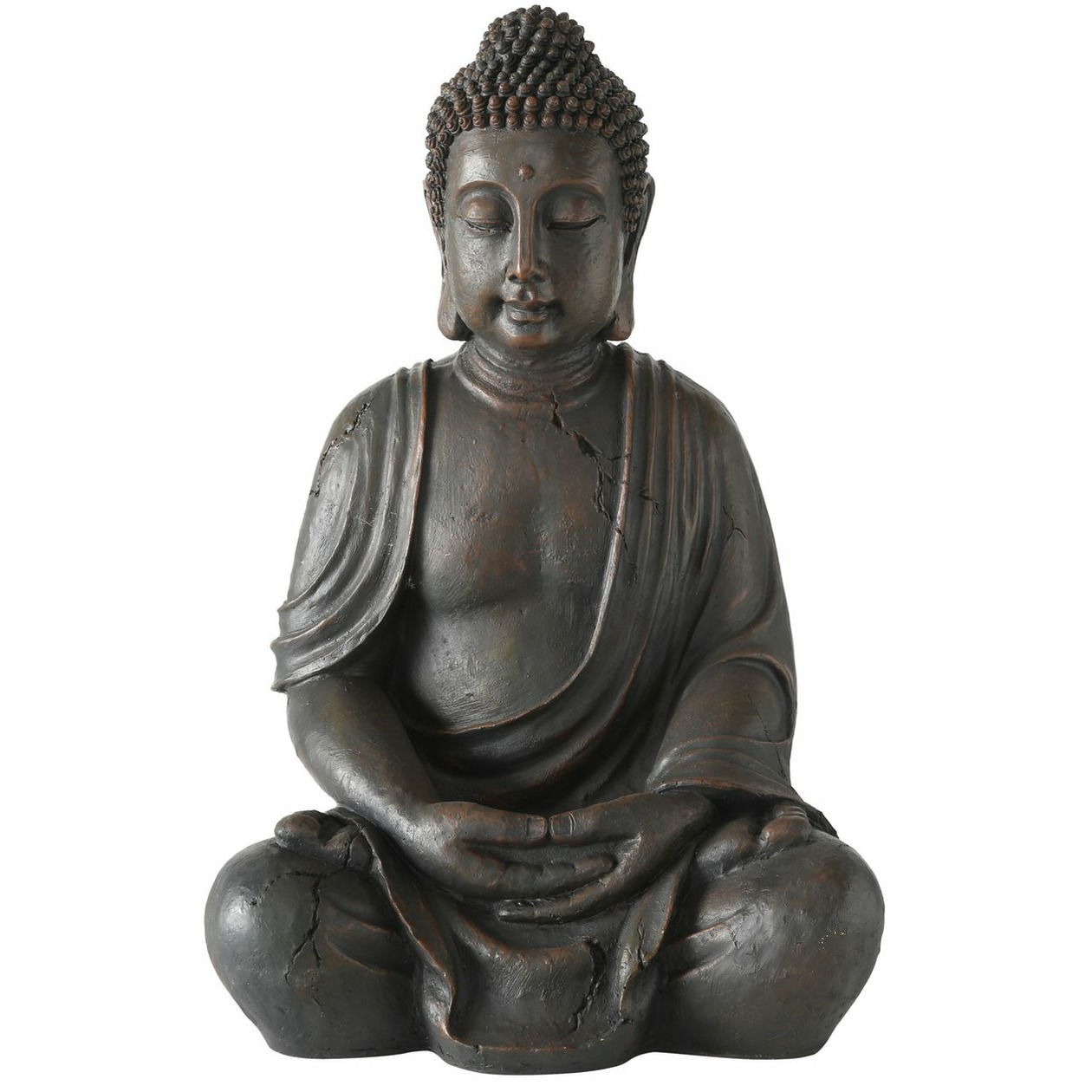Deco by Boltze Boeddha beeld Zen - kunststeen - antiek donkergrijs - x 45 x 70 cm -