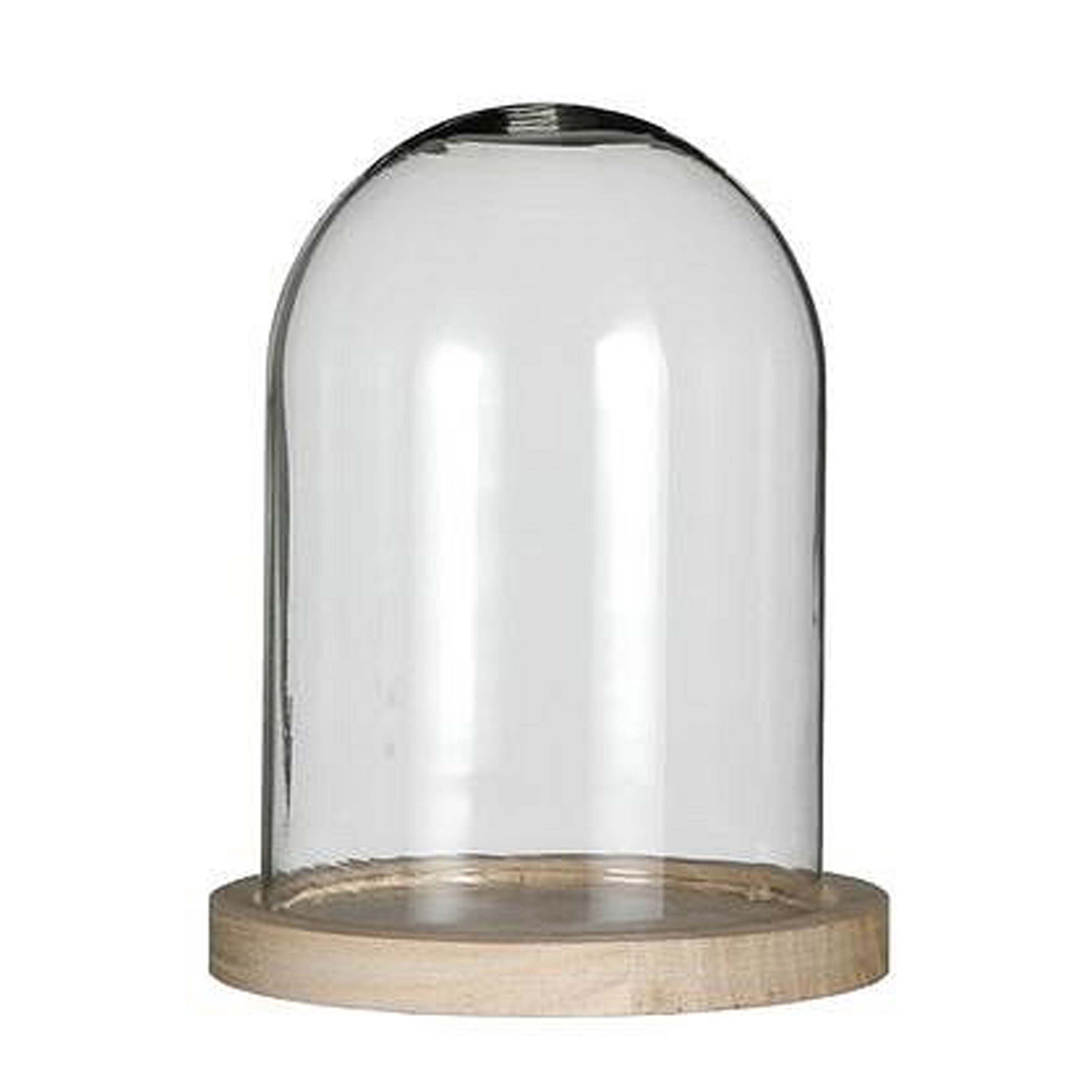 Ideas 4 Seasons Decoratie stolp - glas - houten plateau - D12 x H16 cm -