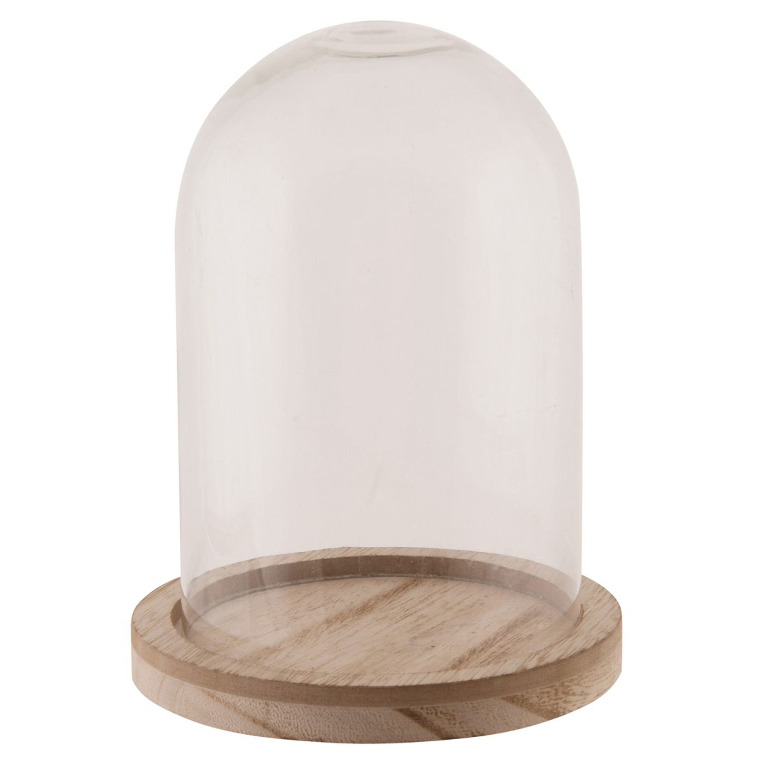 Dijk Natural Collections stolp - glas - houten bruin plateau - D12 x H13 cm -