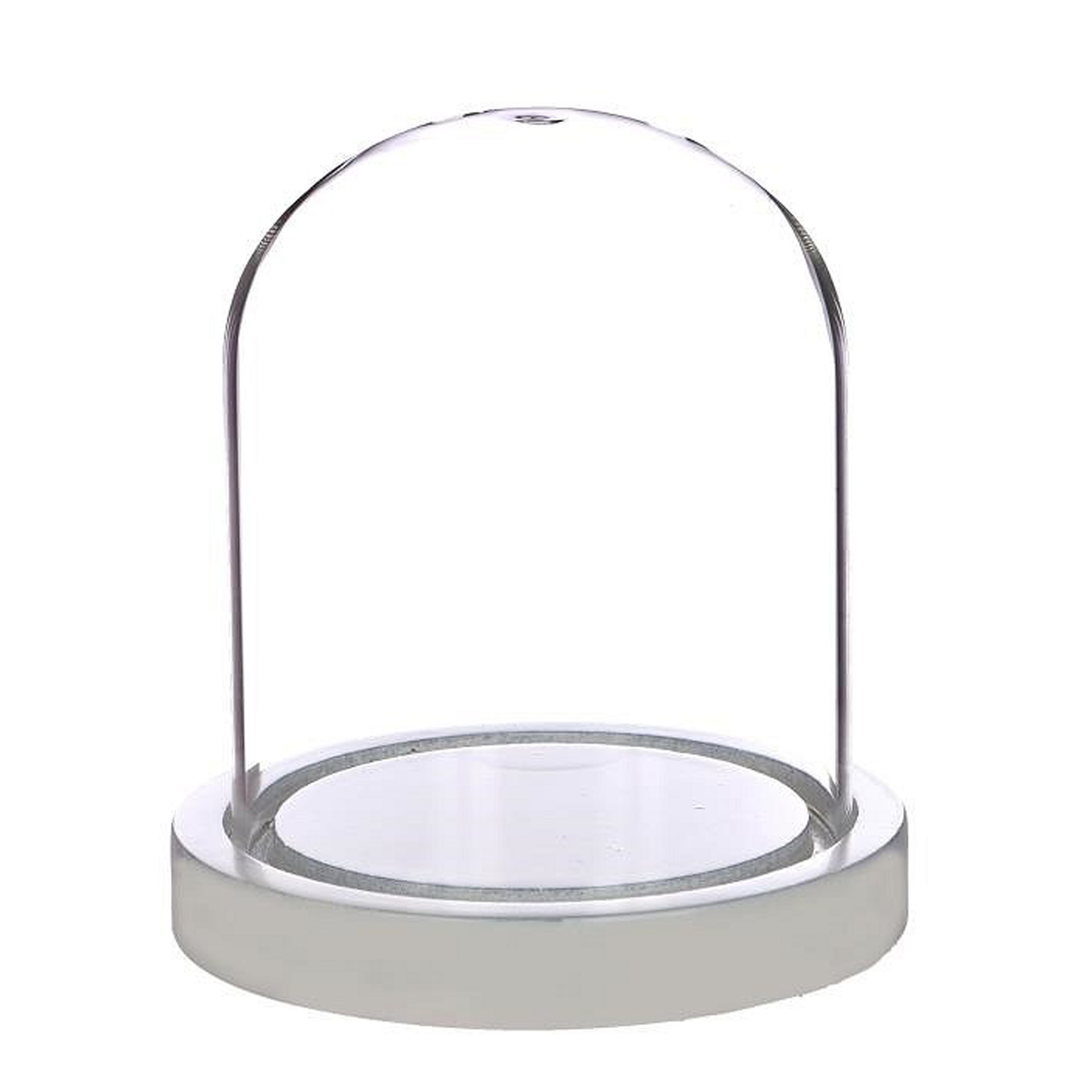 Ideas 4 Seasons Decoratie stolp - glas - houten wit plateau - D12 x H13 cm -