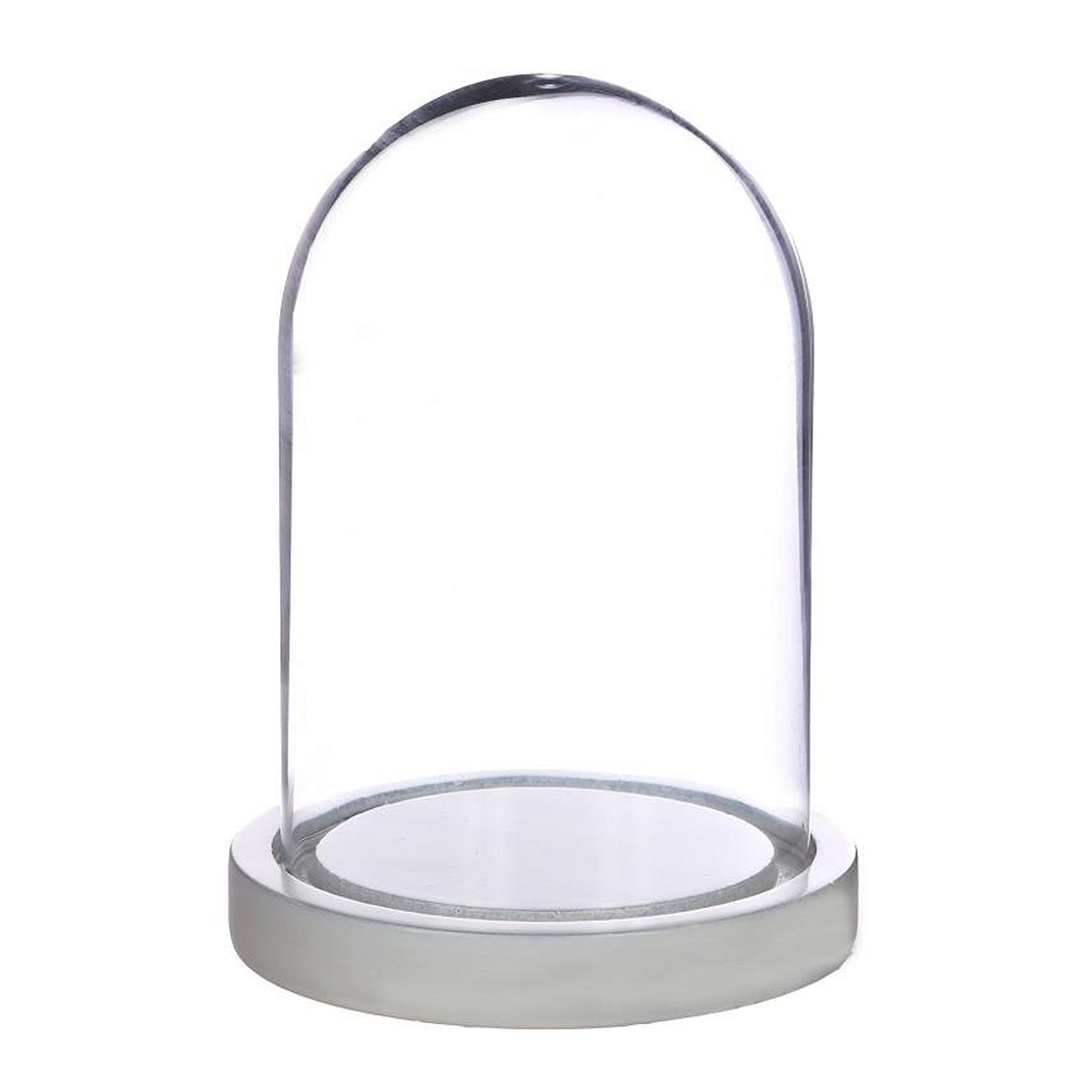 Ideas 4 Seasons Decoratie stolp - glas - houten wit plateau - D12 x H16 cm -