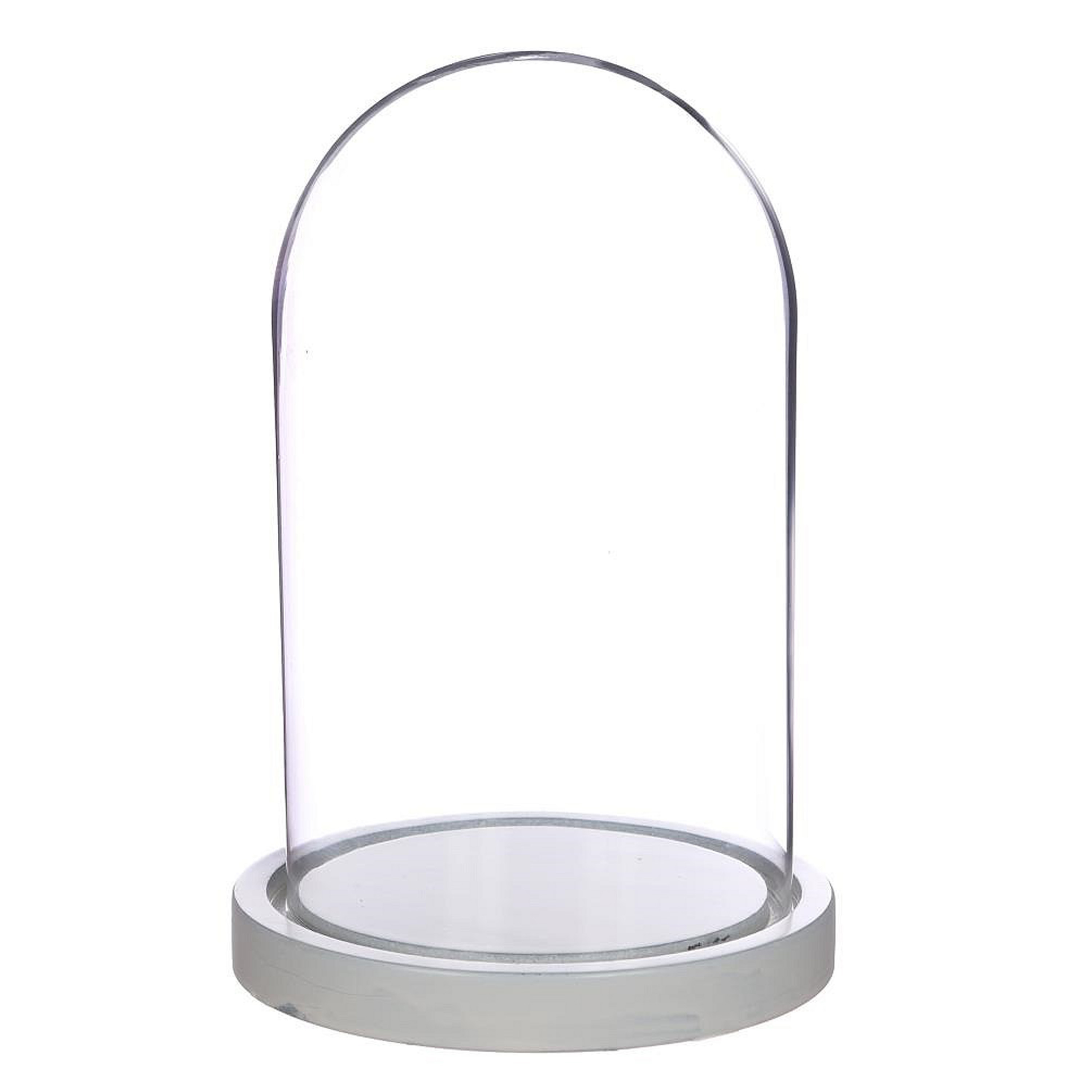 Ideas 4 Seasons Decoratie stolp - glas - houten wit plateau - D14 x H21 cm -