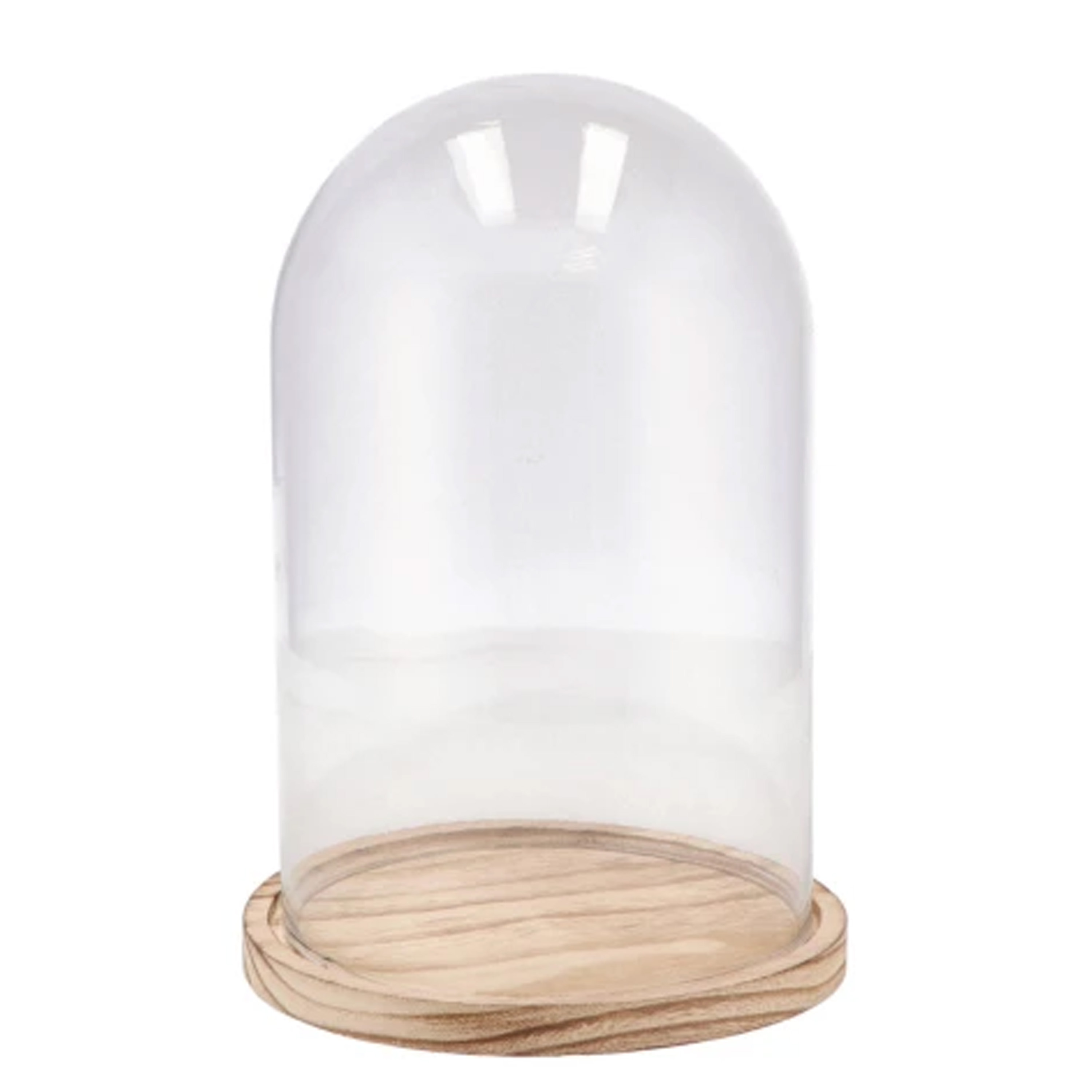 DK Design Decoratie stolp - glas - houten bruin plateau - D12 x H16 cm -