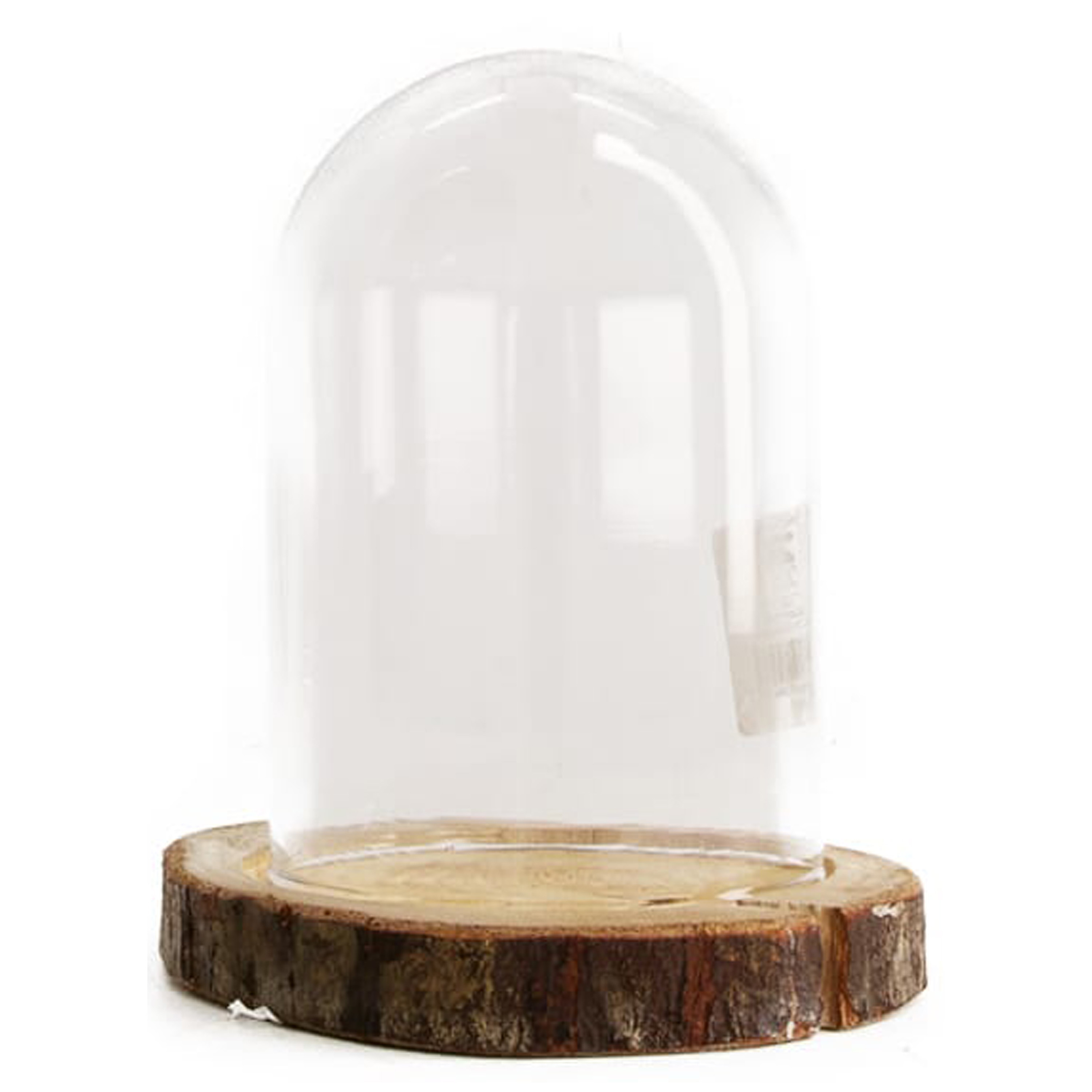 Dijk Natural Collections stolp - glas - houten bruin plateau - D13 x H17,5 cm -