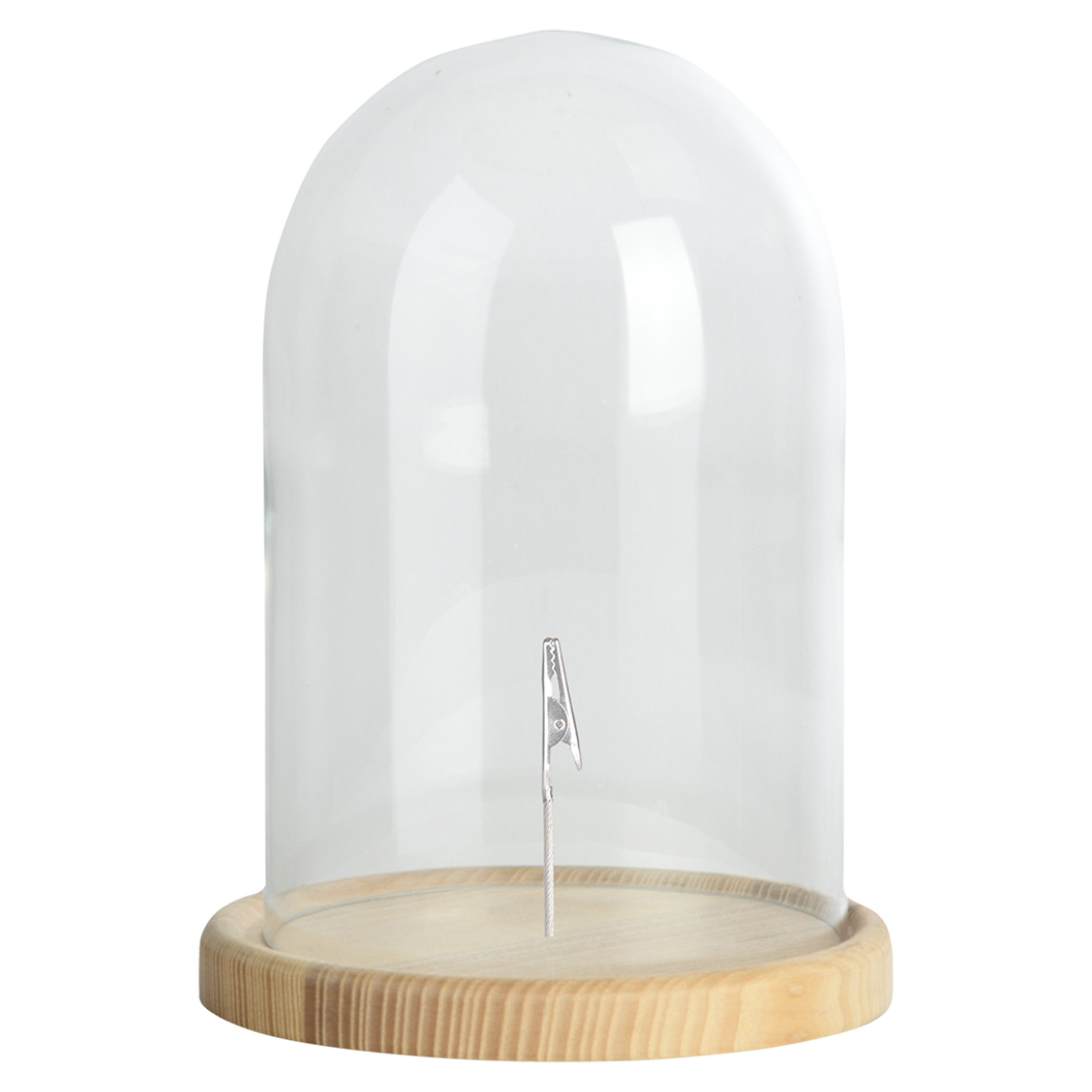 Esschert Design stolp - glas - houten bruin plateau - D15,5 x H25 cm -