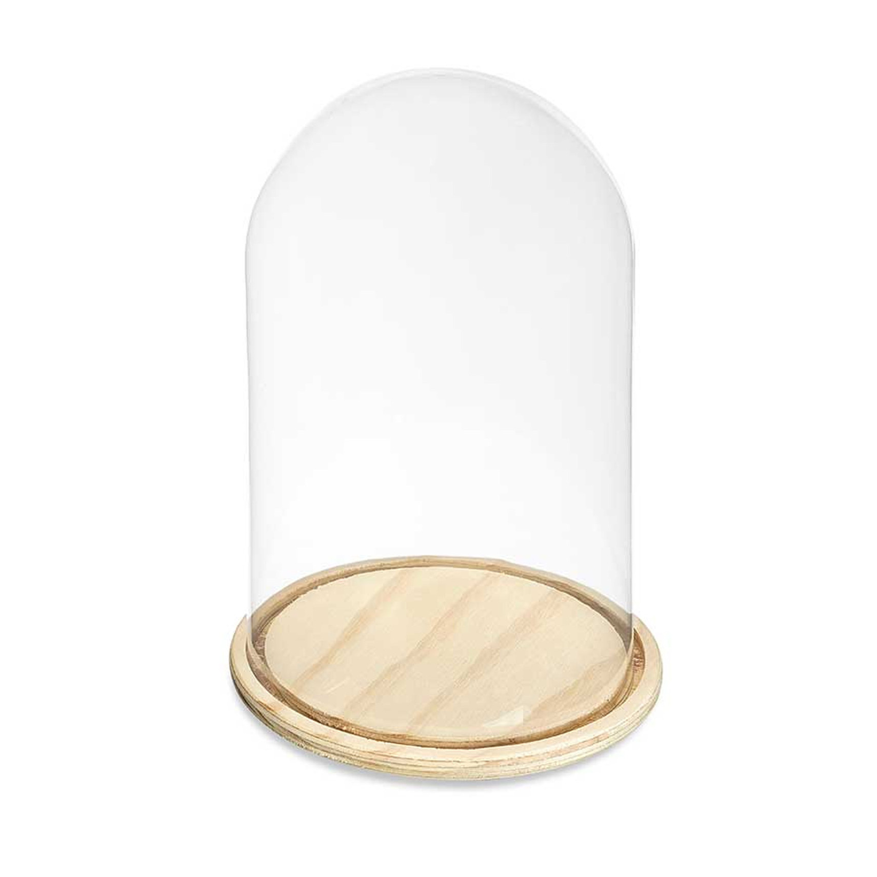 Giftdecor Decoratie stolp - glas - houten beige plateau - D20 x H30 cm -