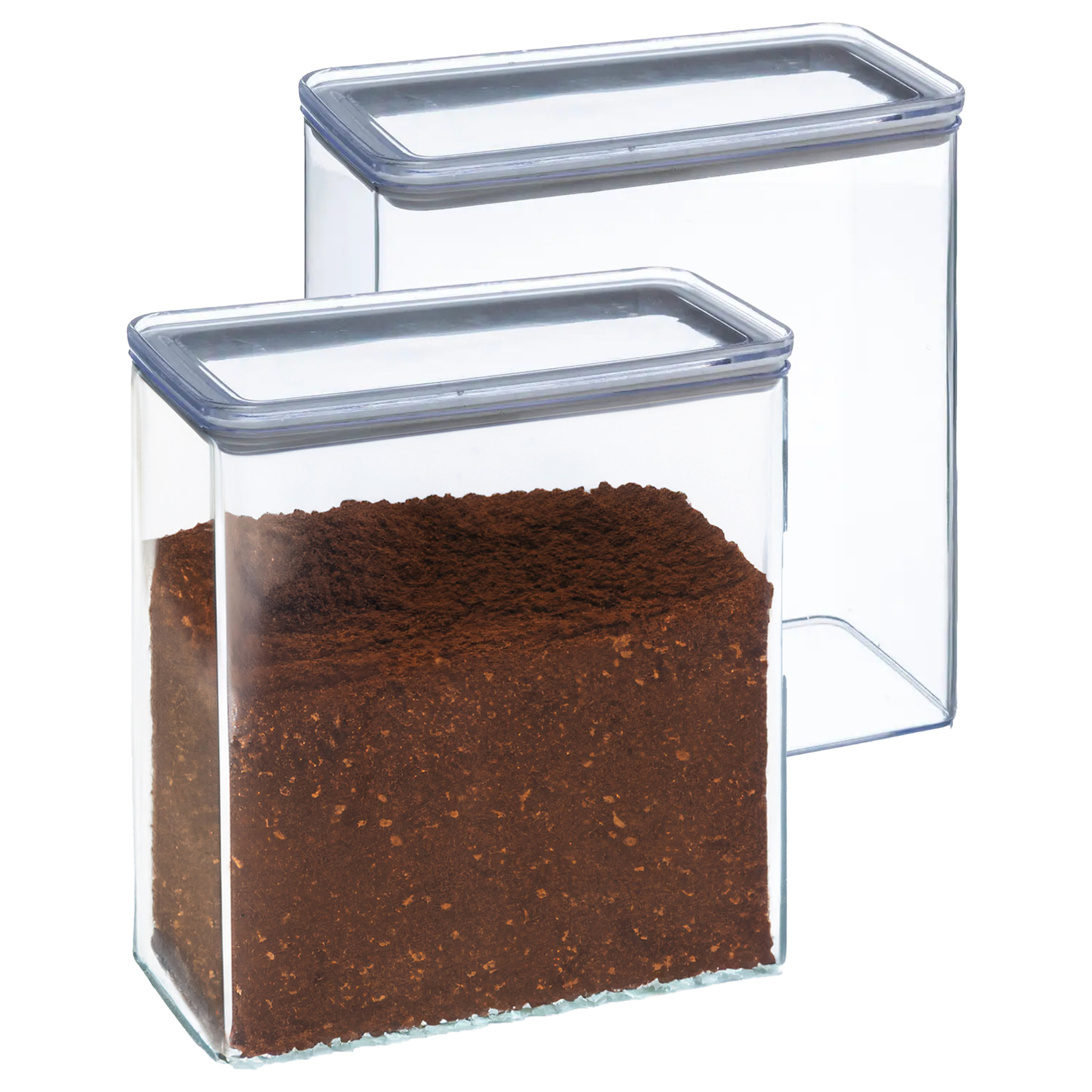5five Voorraadpot - 2x - keuken/voedsel - kunststof - 3000 ml - luchtdichte deksel - transparant -
