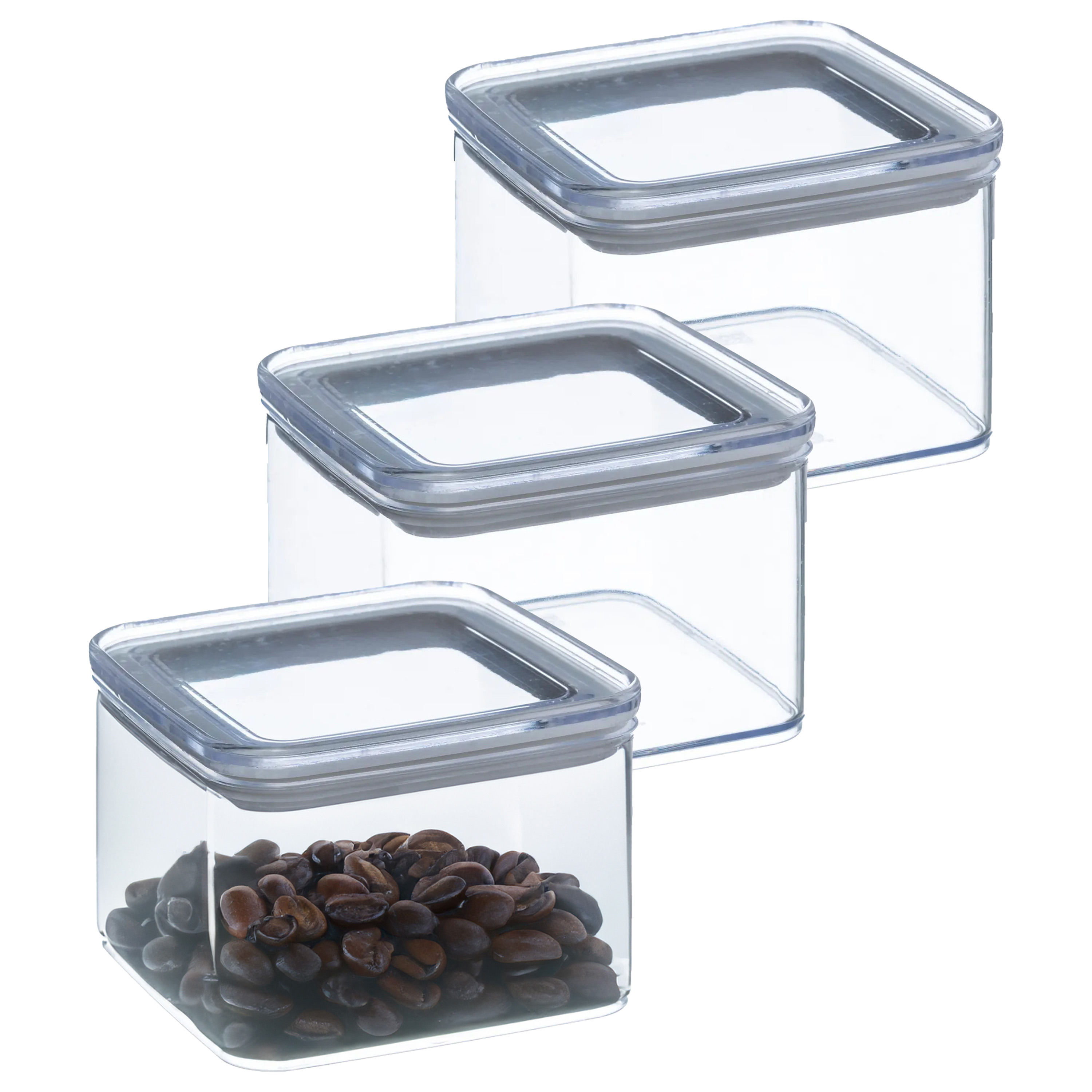 5five Voorraadpot - 4x - keuken/voedsel - kunststof - 500 ml - luchtdichte deksel - transparant -