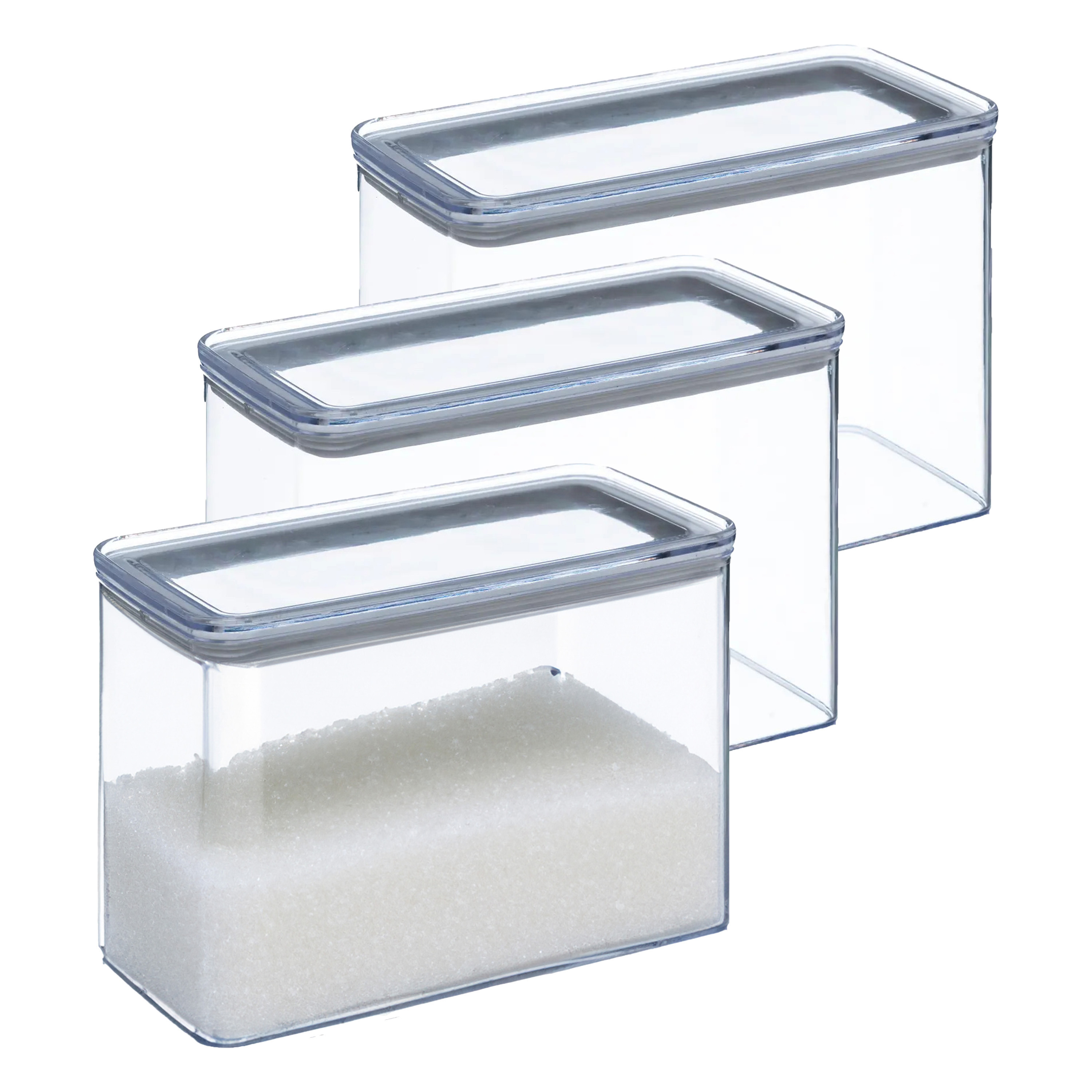 5five Voorraadpot - 4x - keuken/voedsel - kunststof - 2000 ml - luchtdichte deksel - transparant -