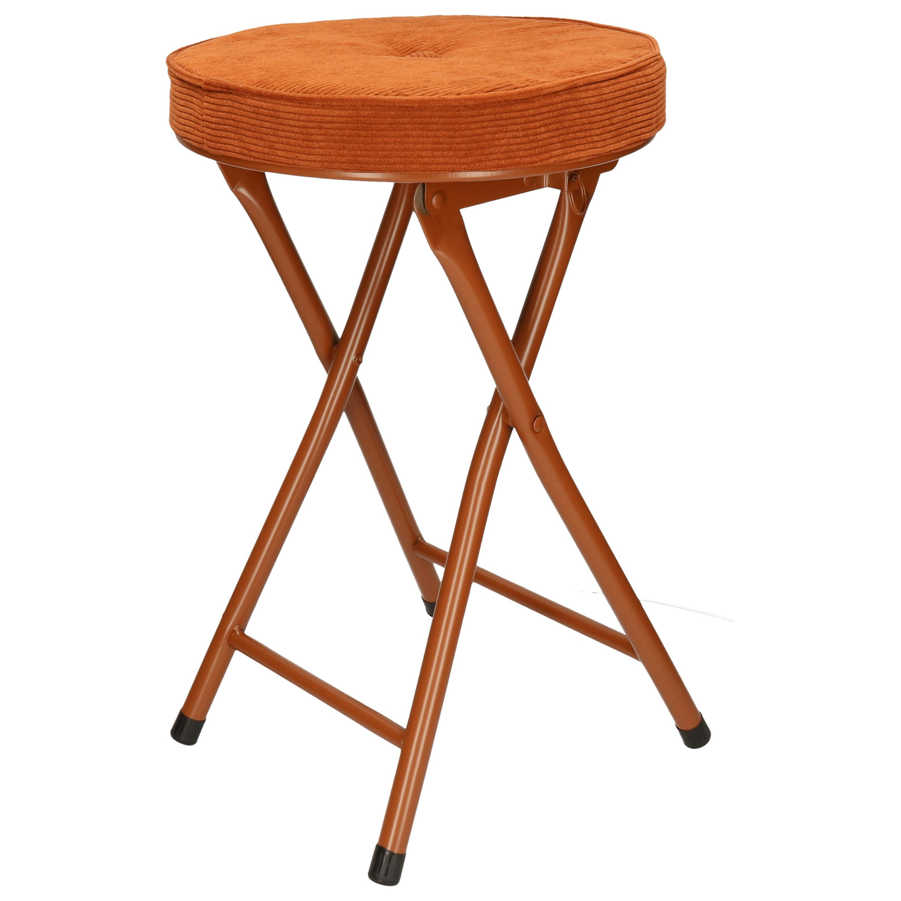 Home & Styling Bijzet krukje/stoel - Opvouwbaar - bruin Ribcord - D33 x H49 cm -
