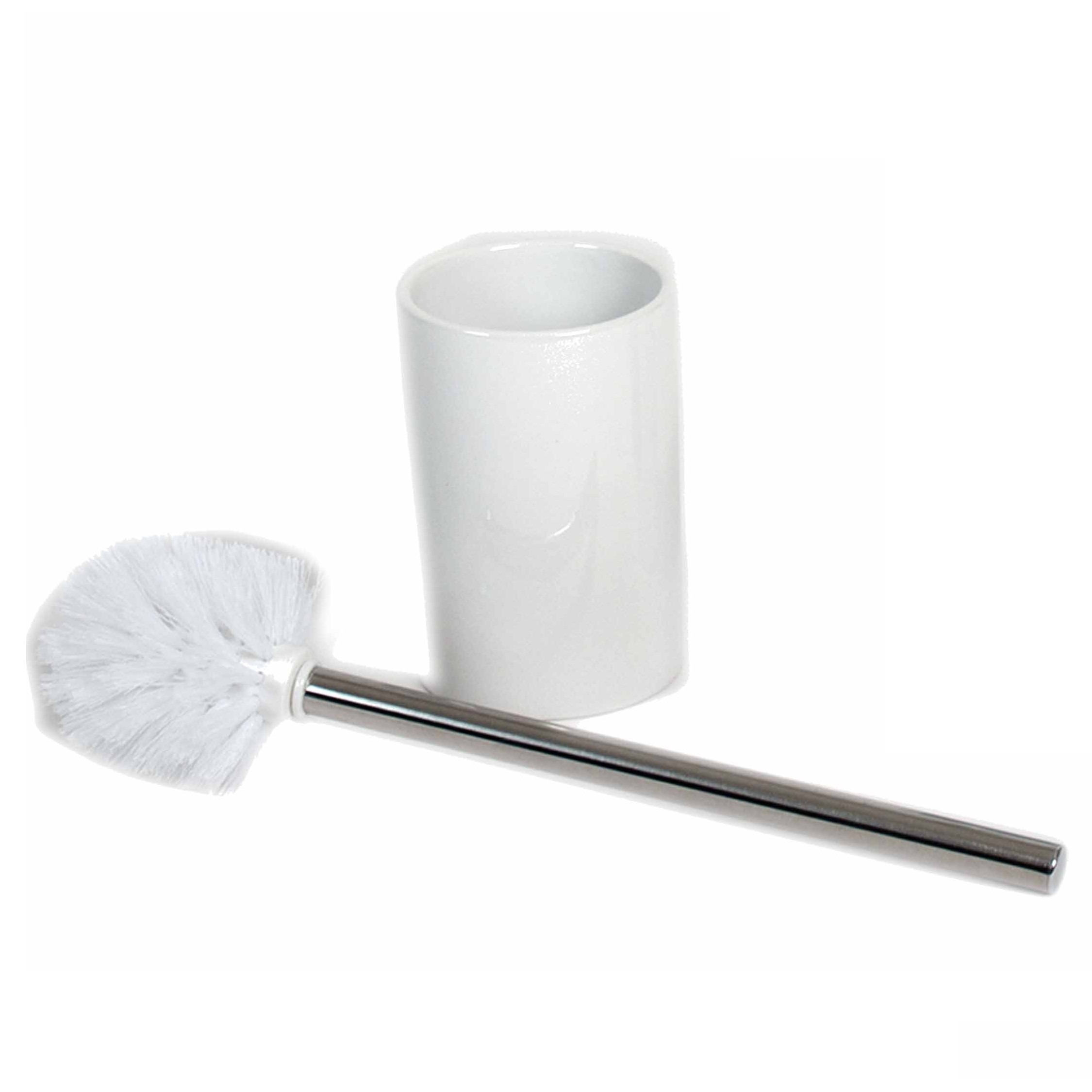 Gerimport Wc/toiletborstel inclusief houder wit cm van RVS /keramiek -