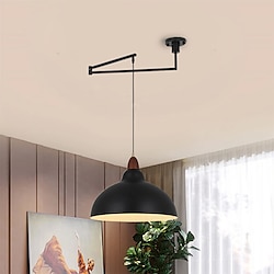 Light in the box led hanglamp industriële hanglamp zwenkarm hanglamp, verstelbare koepel plafond hanglamp voor eetkamer woonkamer in zwart/wit