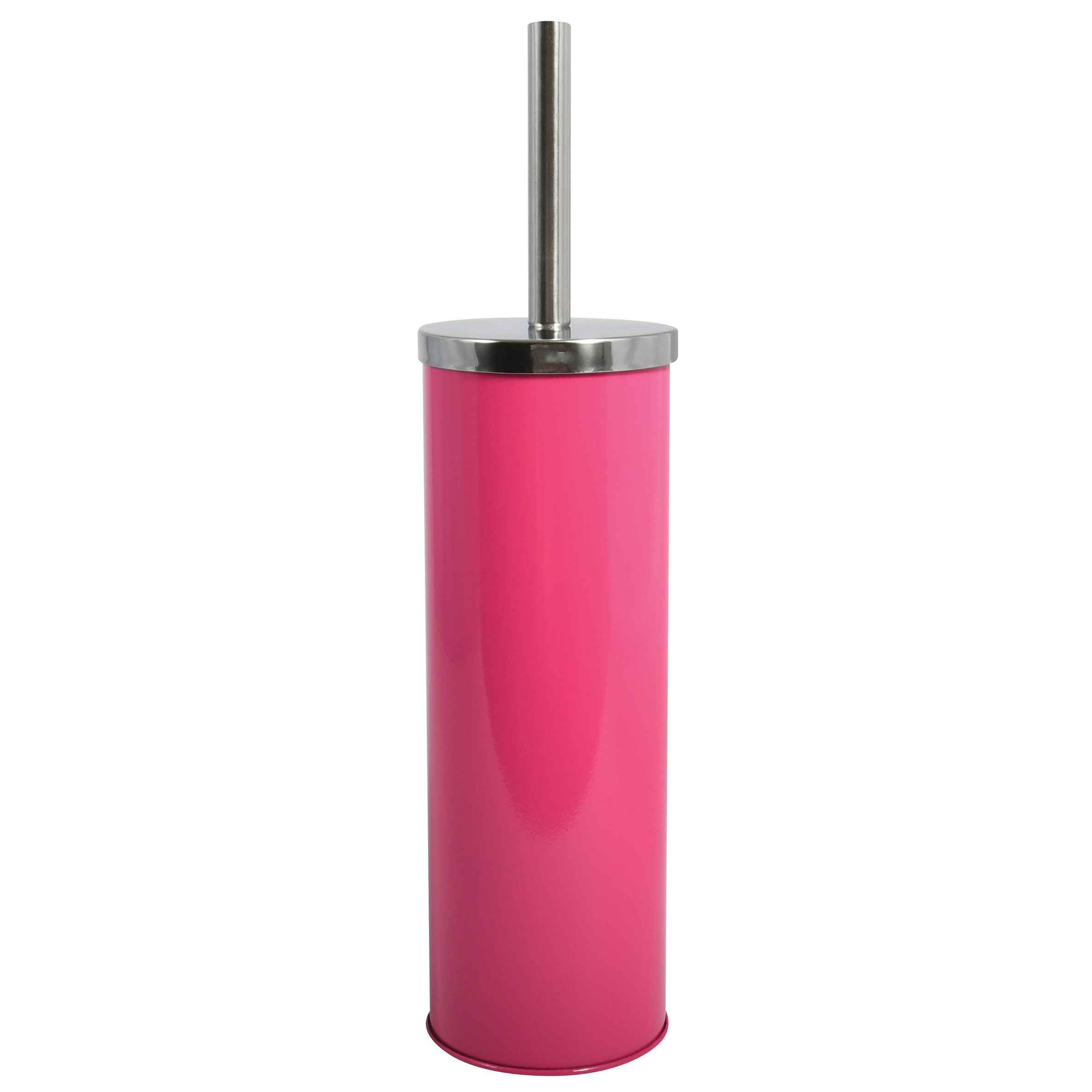 MSV Toiletborstel in houder/wc-borstel - metaal - fuchsia roze - cm -
