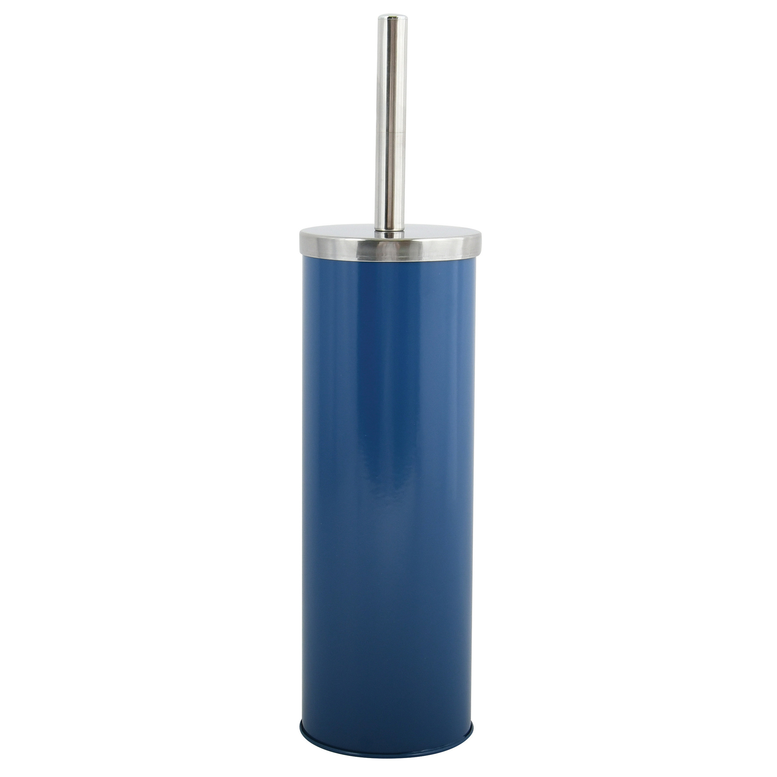 MSV Toiletborstel in houder/wc-borstel - metaal - marine blauw - cm -