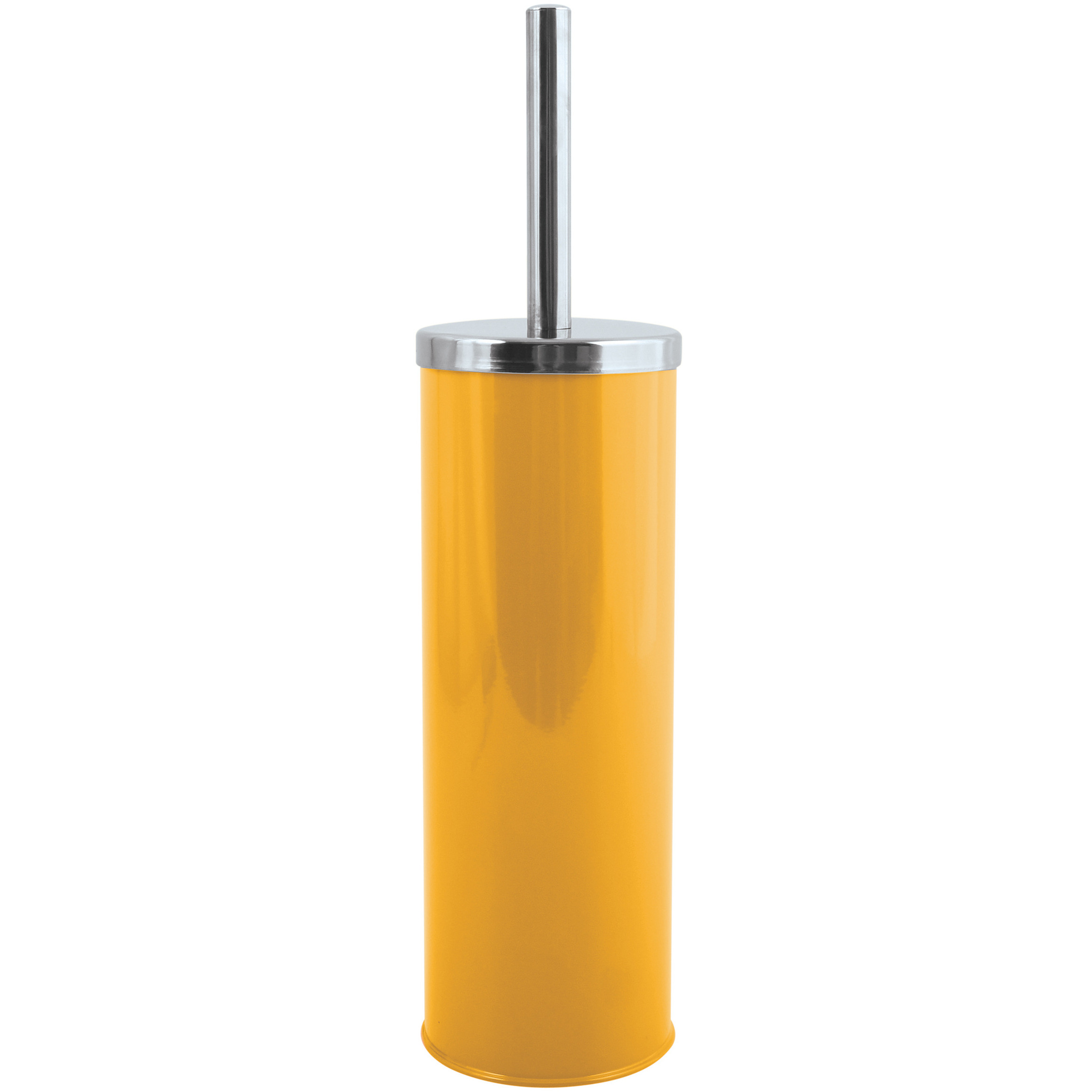 MSV Toiletborstel in houder/wc-borstel - metaal - saffraan geel - cm -