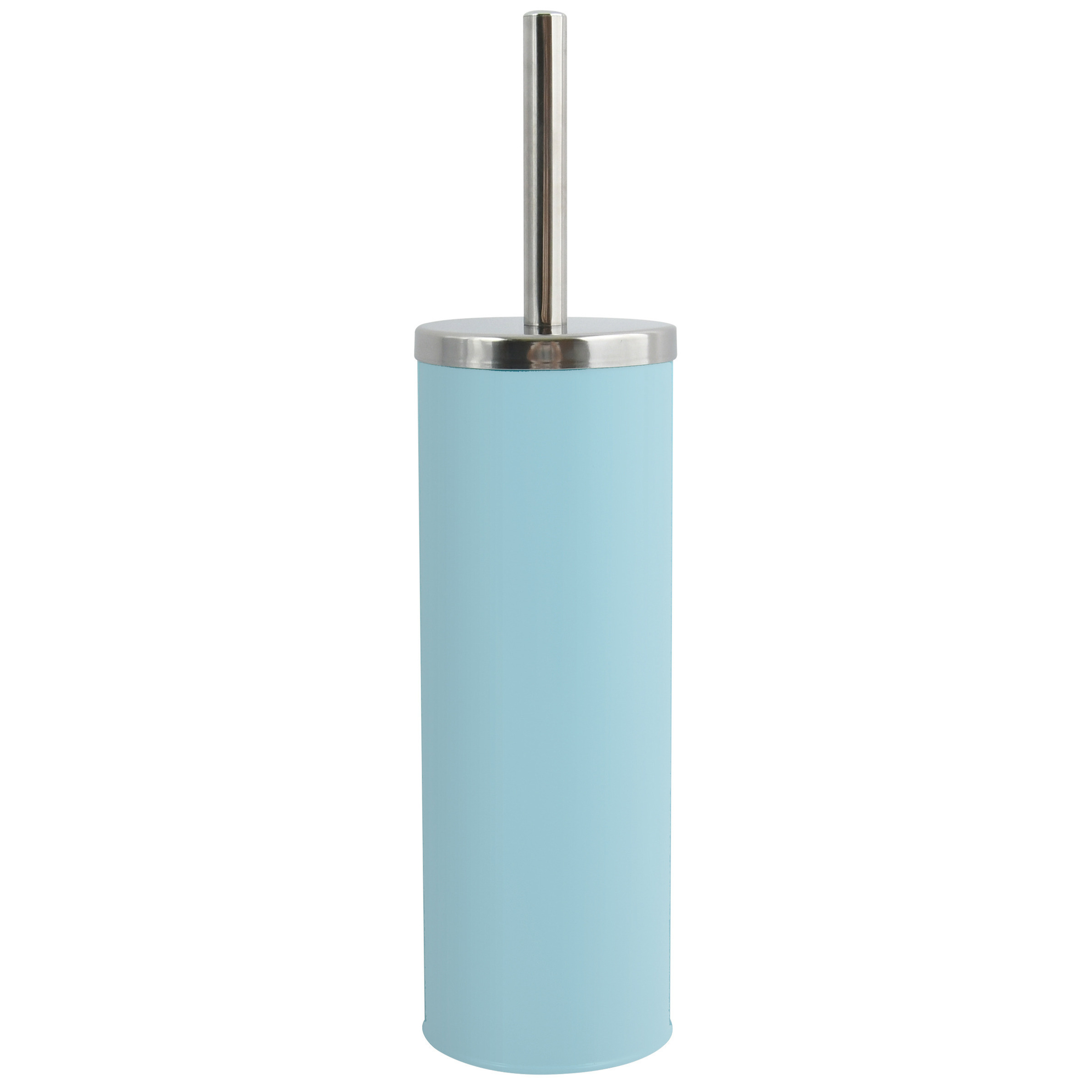 MSV Toiletborstel in houder/wc-borstel - metaal - turquoise blauw - cm -