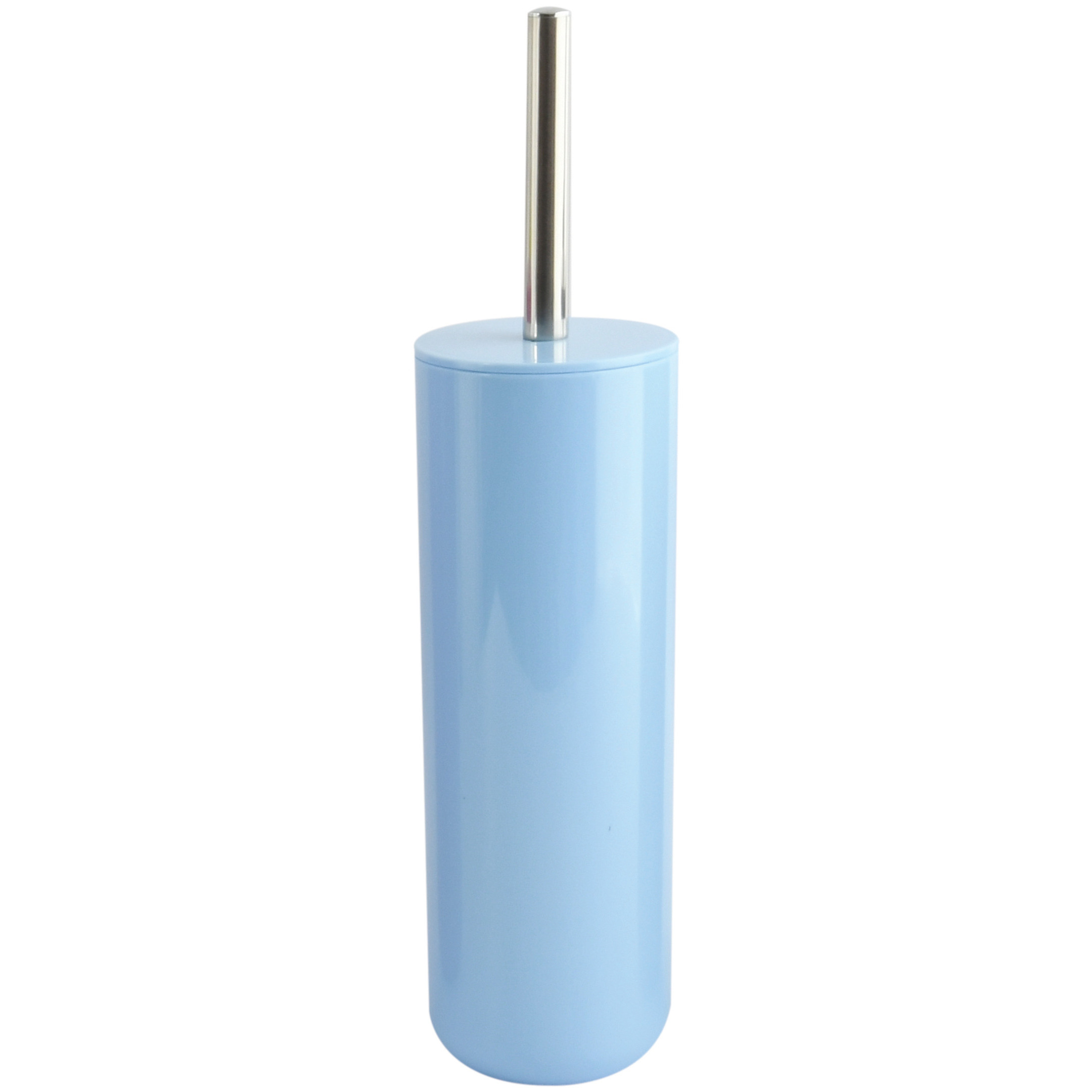 MSV Porto Toilet/wc-borstel in houder - kunststof - pastel blauw - cm -