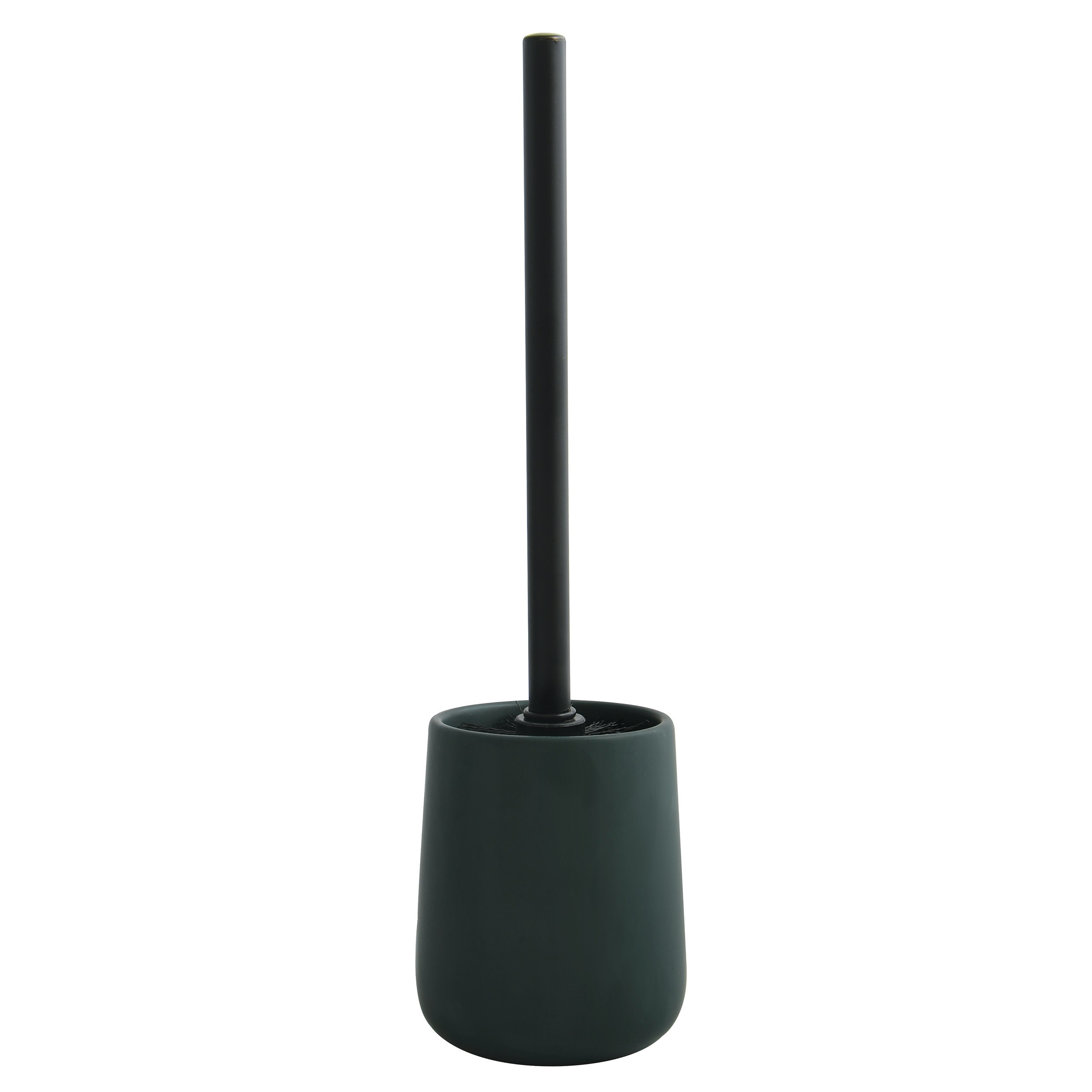 MSV Toiletborstel in houder/wc-borstel Malmo - keramiek/rvs - donkergroen/zwart - x 10 cm -