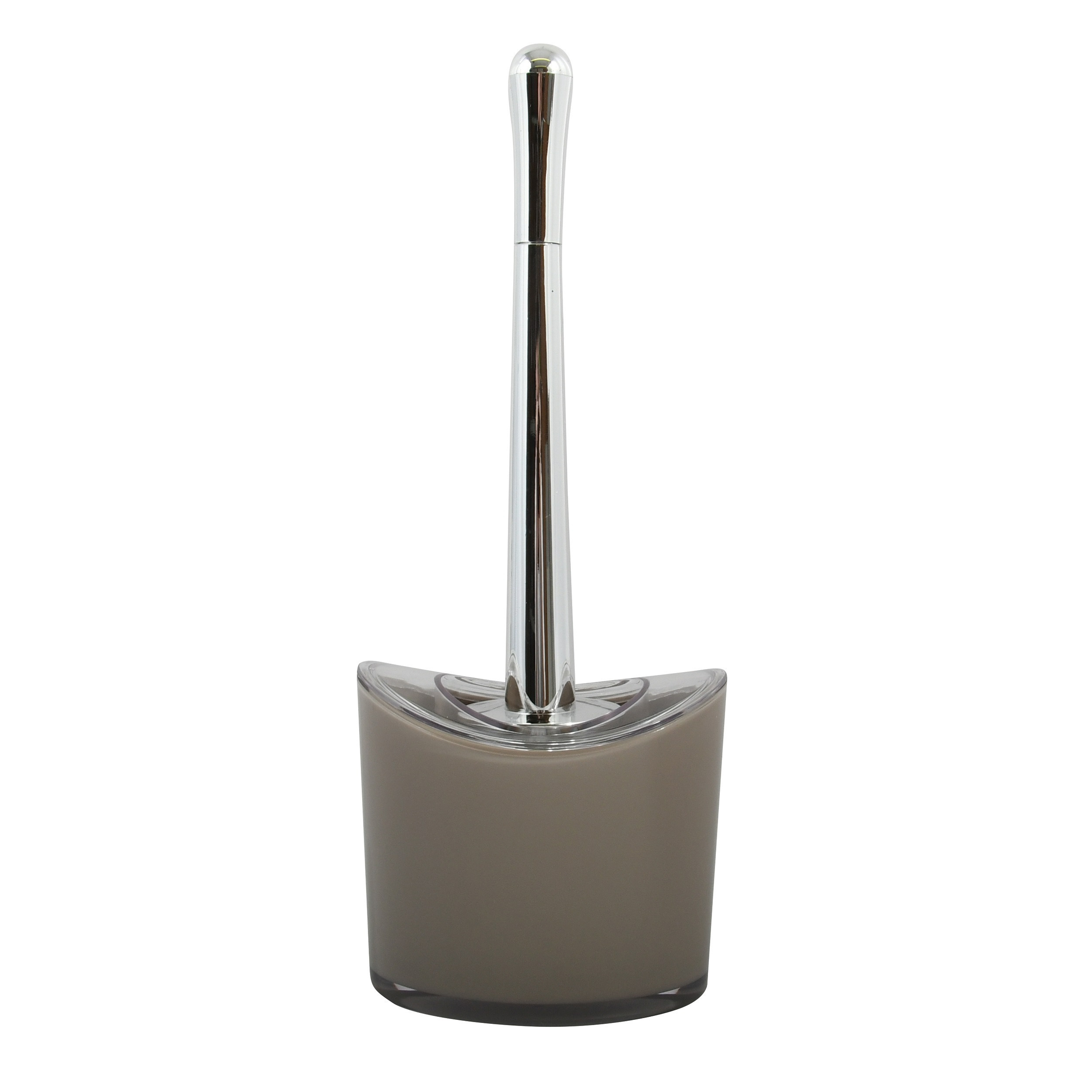 MSV Toiletborstel in houder/wc-borstel Aveiro - PS kunststof/rvs - beige/zilver - x 14 cm -