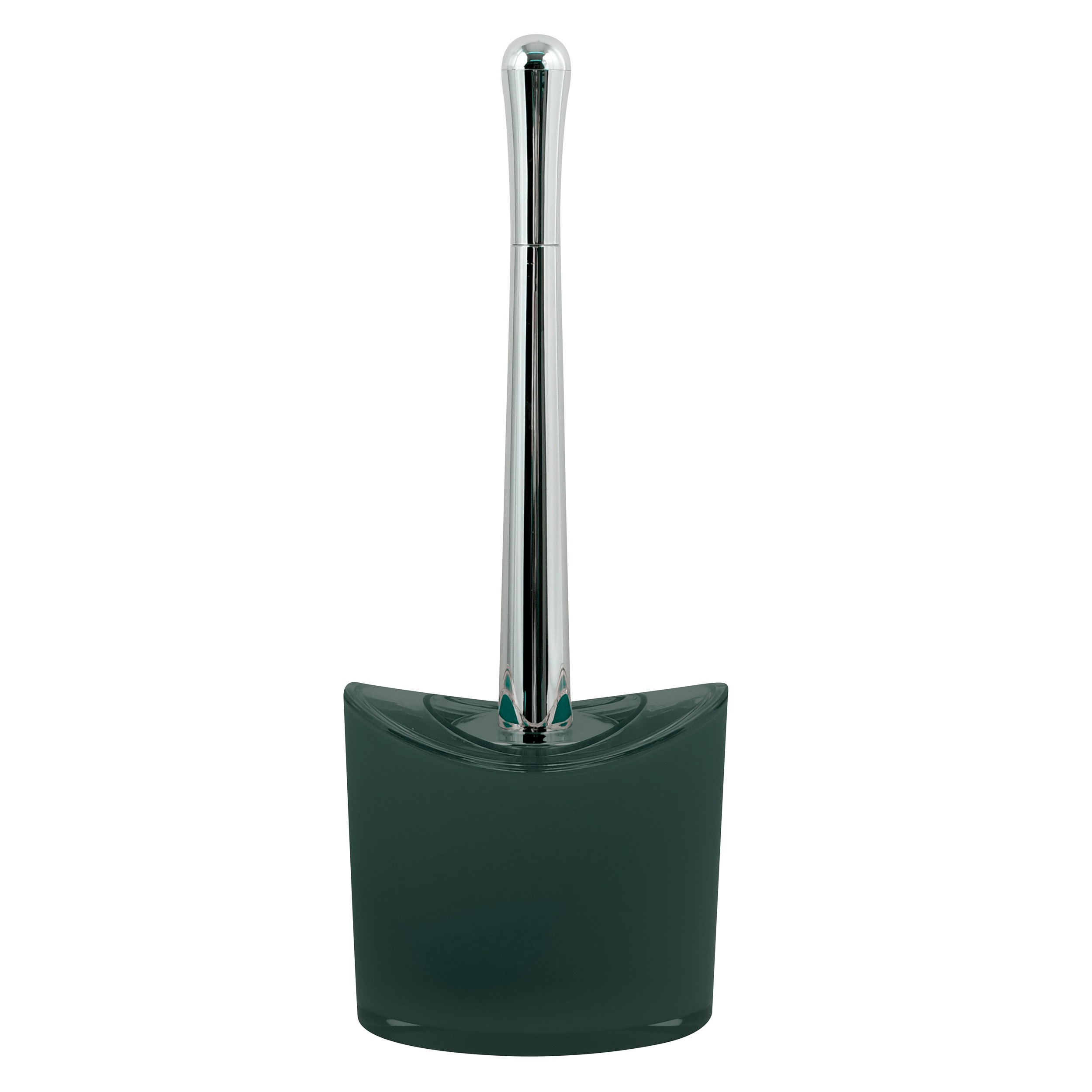 MSV Toiletborstel in houder/wc-borstel Aveiro - PS kunststof/rvs - donkergroen/zilver - x 14 cm -