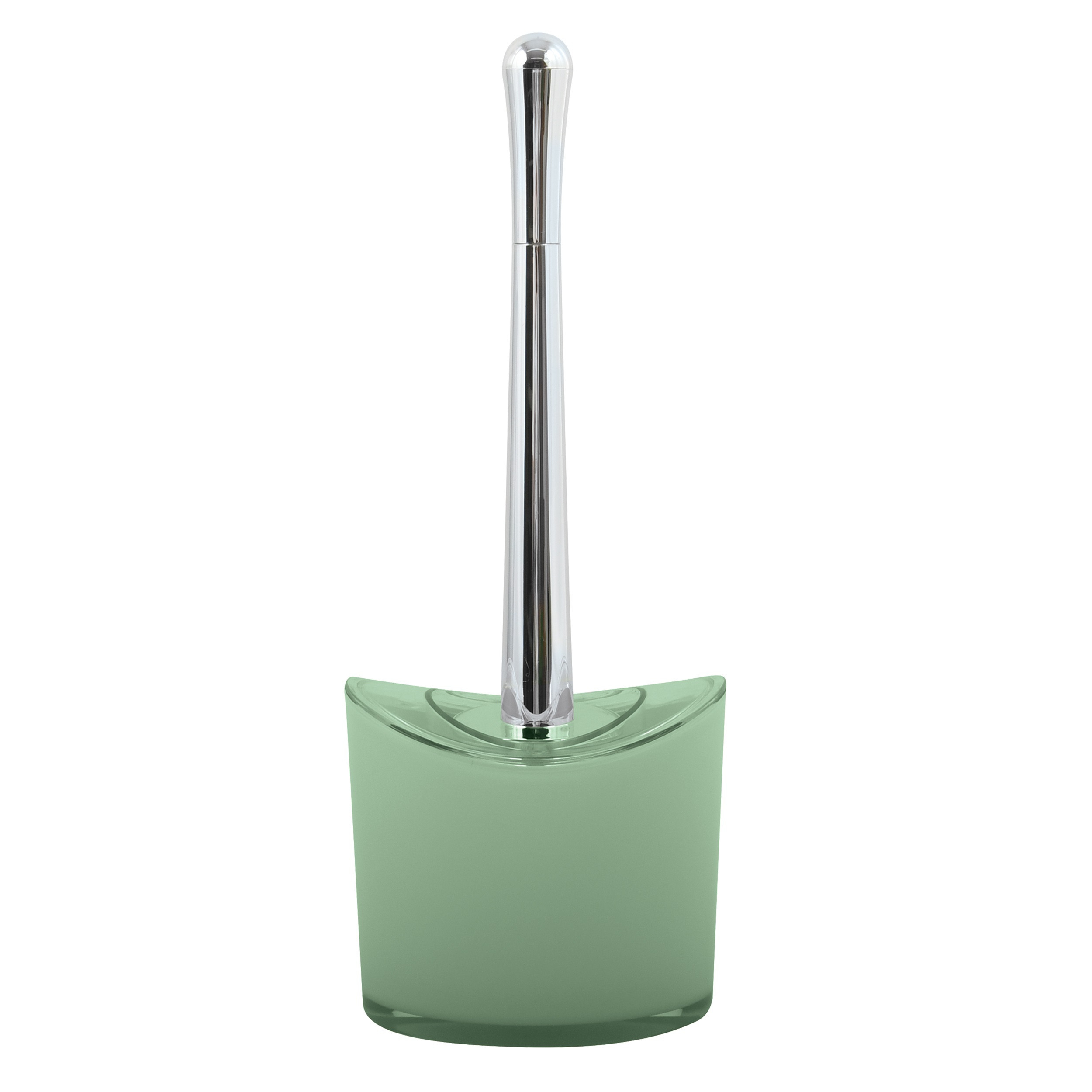 MSV Toiletborstel in houder/wc-borstel Aveiro - PS kunststof/rvs - groen/zilver - x 14 cm -