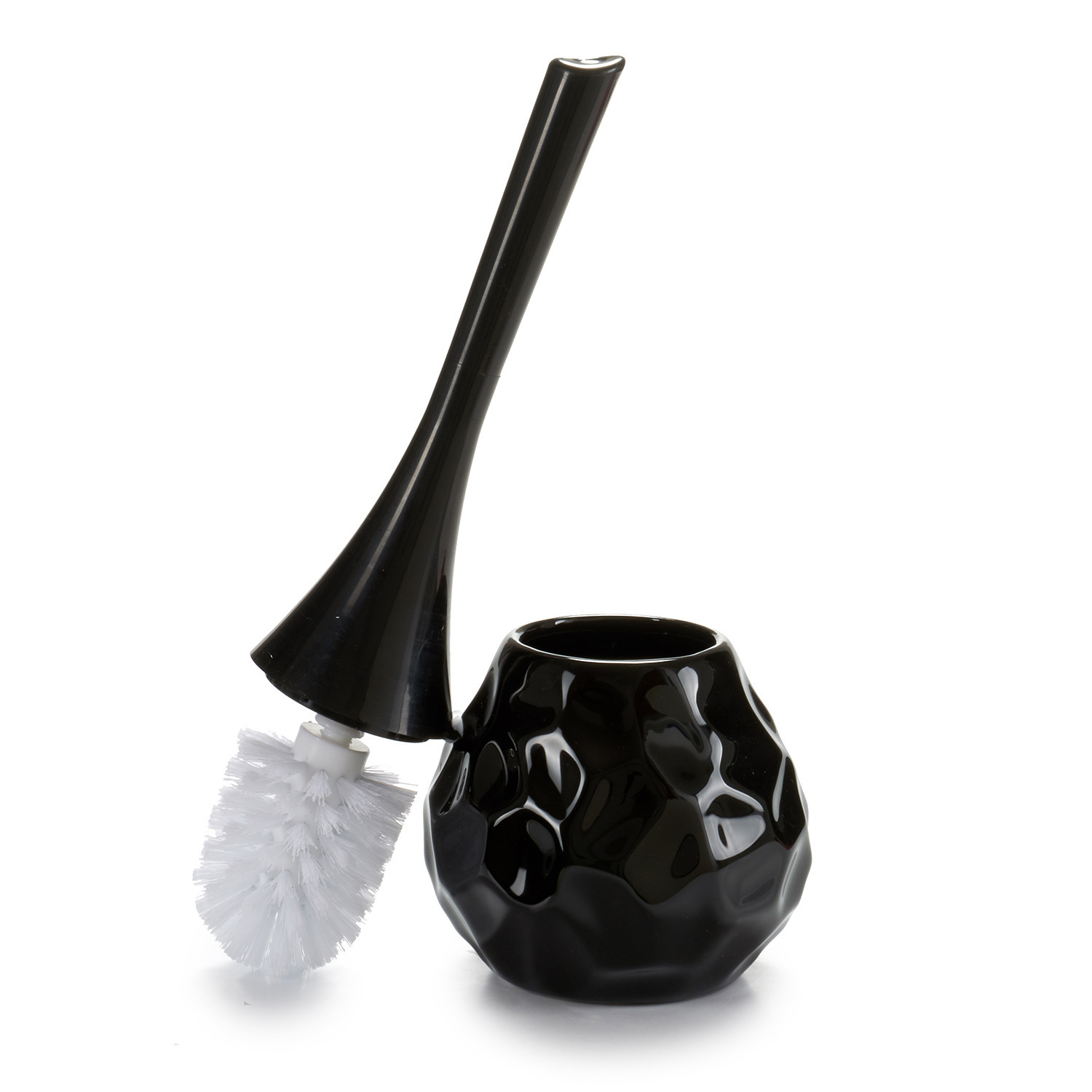 Berilo Toiletborstel/wc-borstel van keramiek - zwart - afsluitbaar -