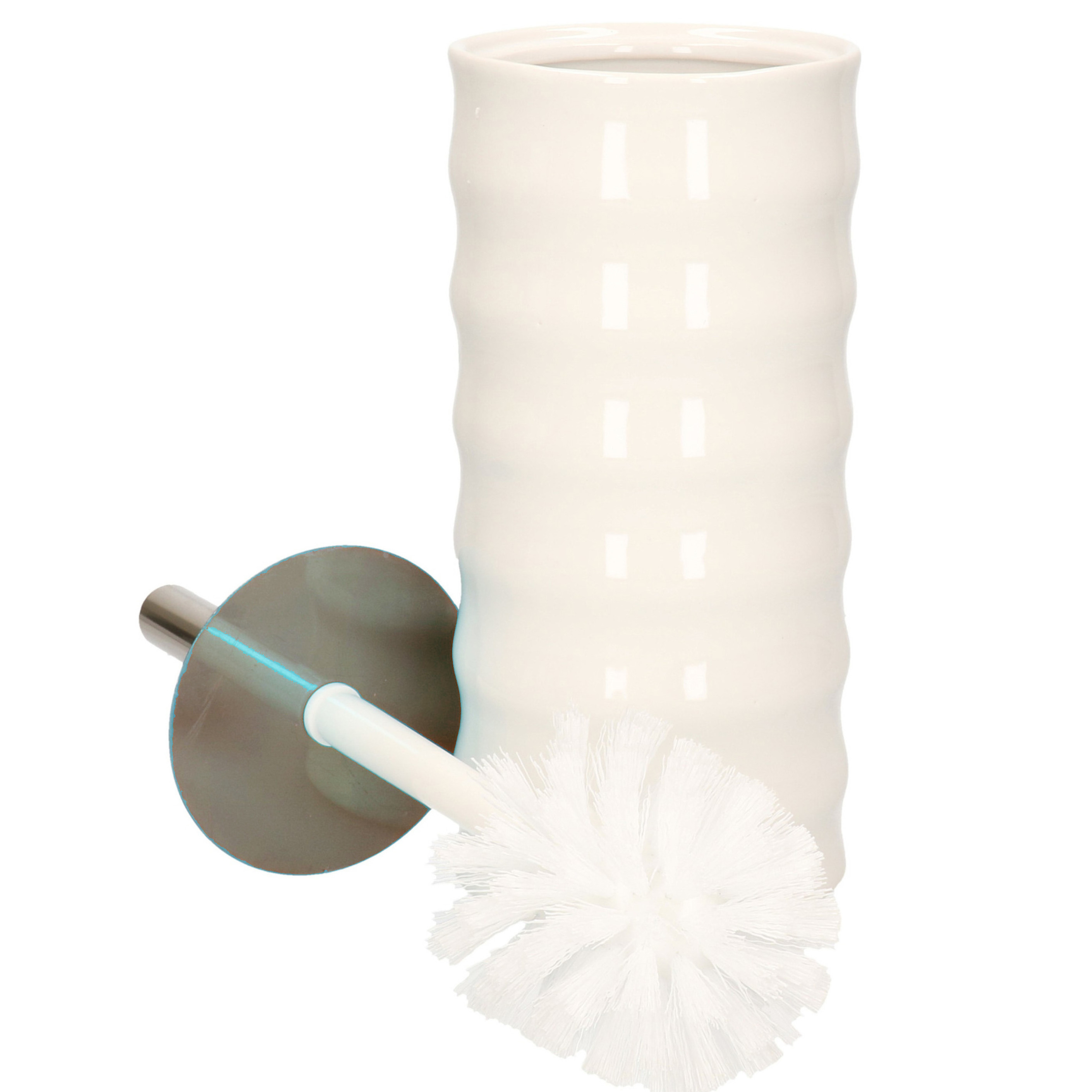 BigBuy Home Toilettenbürste Weiß Metall Aus Keramik (10,5 X 34 X 11,5 Cm)