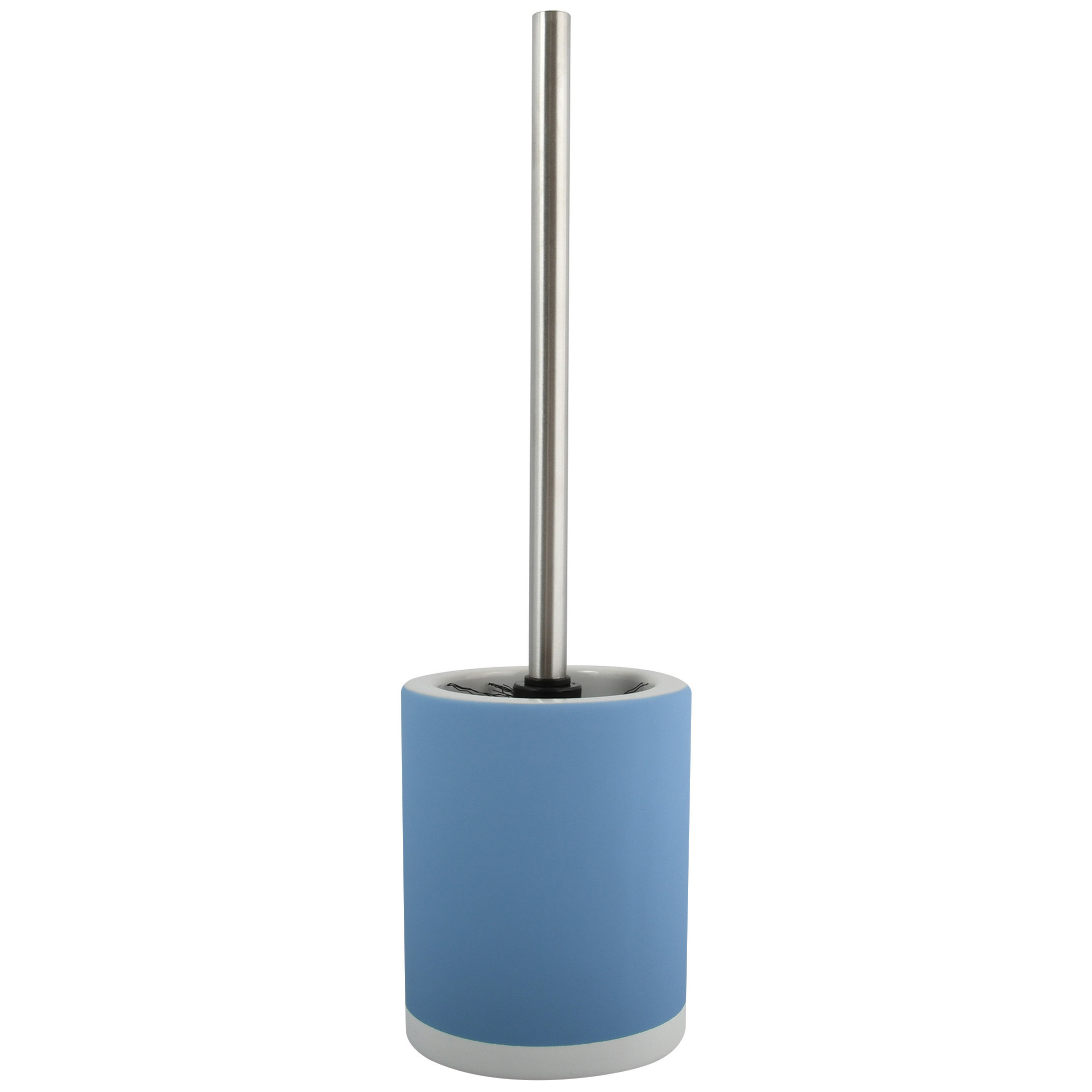 MSV Shine Toilet/wc-borstel houder - keramiek/metaal - pastel blauw - cm -
