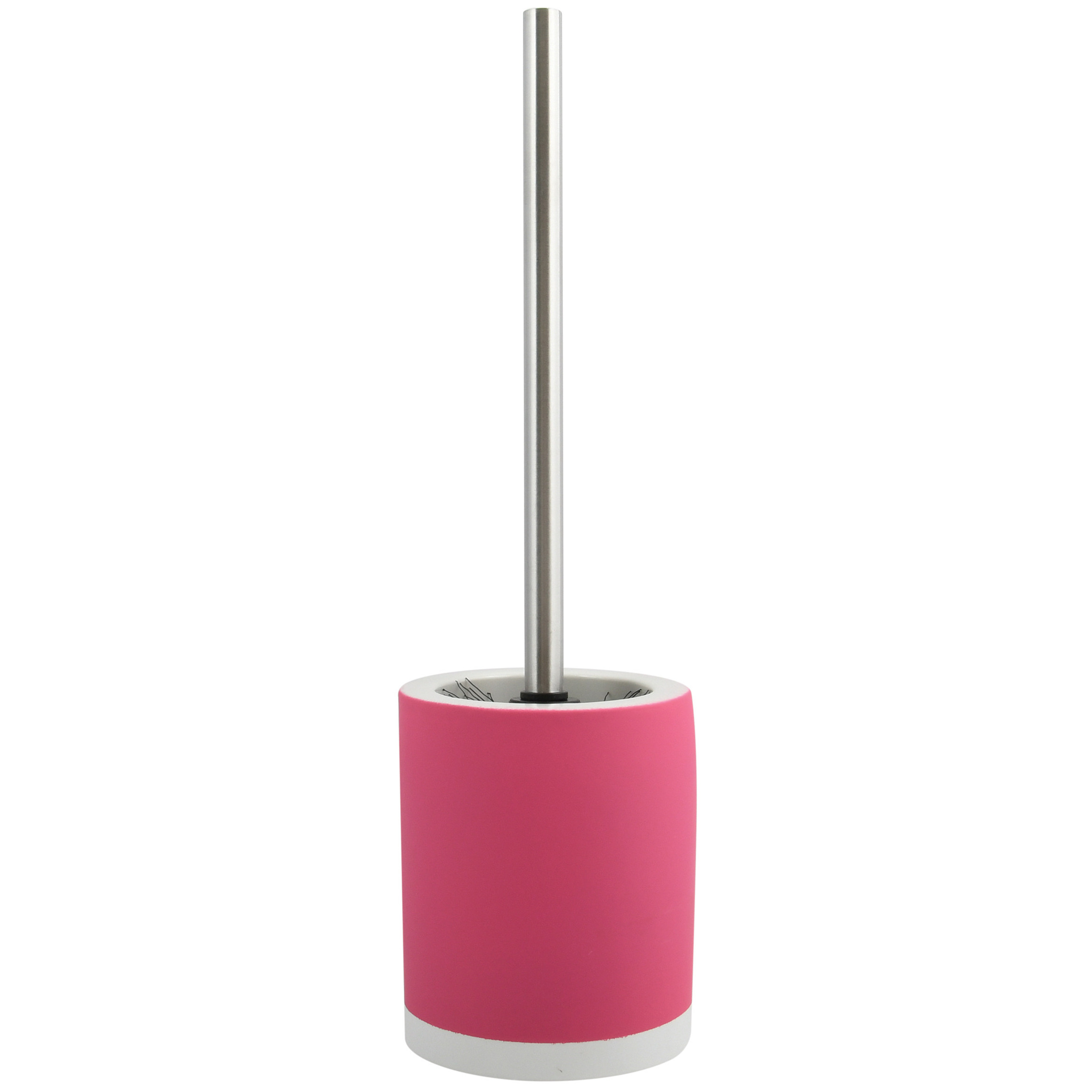 MSV Shine Toilet/wc-borstel houder - keramiek/metaal - fuchsia roze - cm -