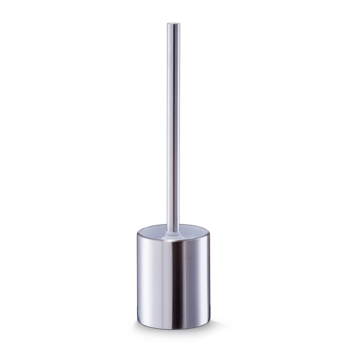 Zeller WC/Toiletborstel in houder RVS/edelstaal - zilver - D8 x cm -