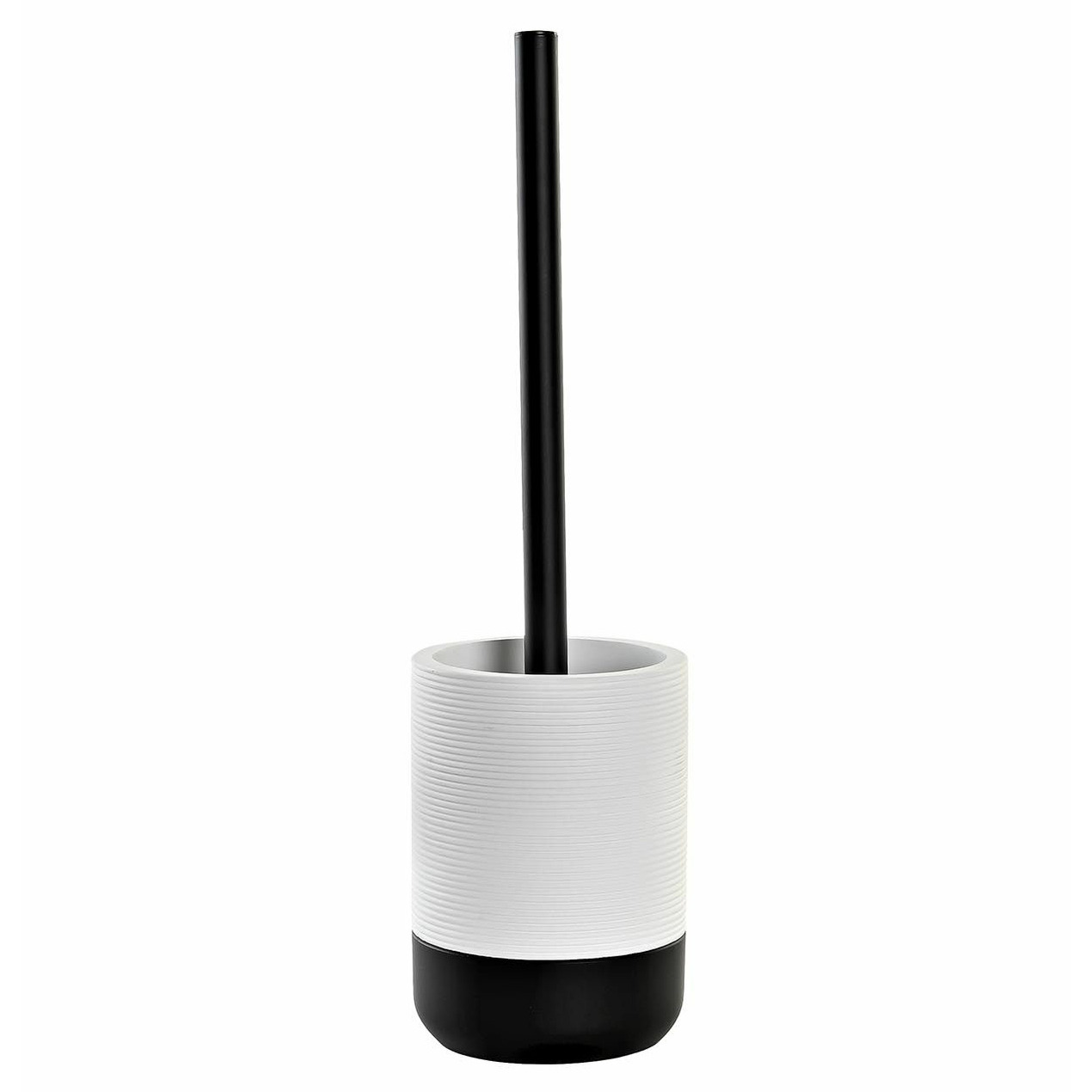 Items WC/Toiletborstel in houder keramiek zwart/wit x 10 cm -